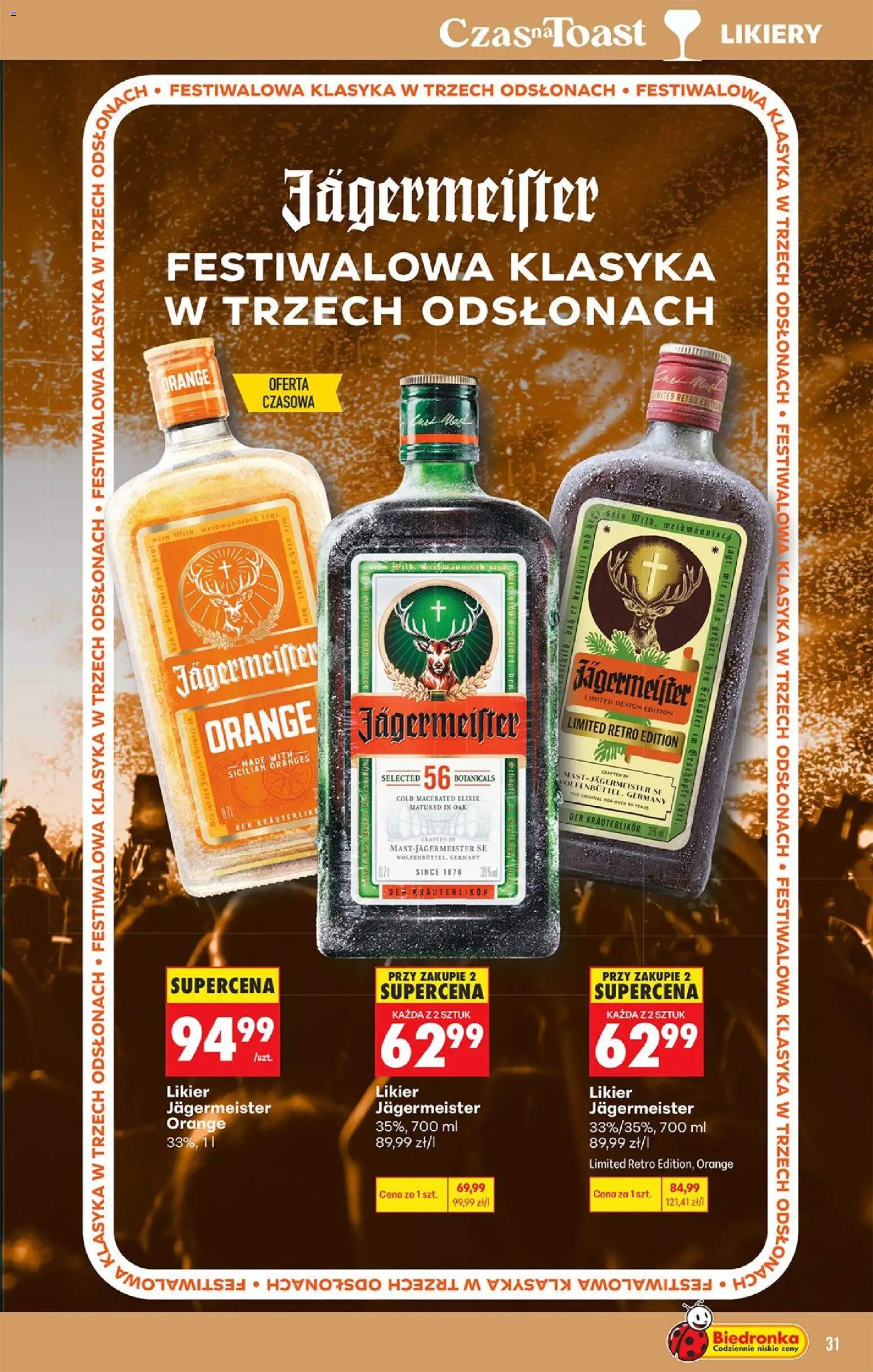 Biedronka Polsko leták - Czas na toast od 13.07.2026 | Strana: 31 | Produkty: Jägermeister