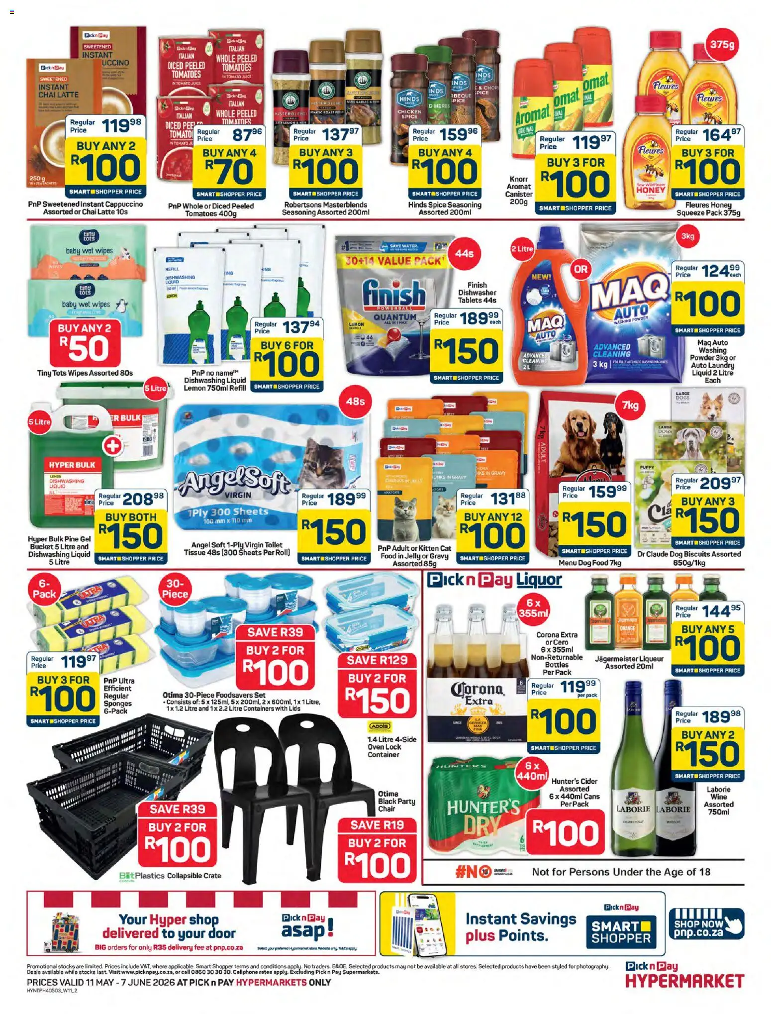 New Pick n Pay catalogue – valid from 11.05.2026 | Page: 2 | Products: Dishwasher, Toilet, Juice, Seasoning