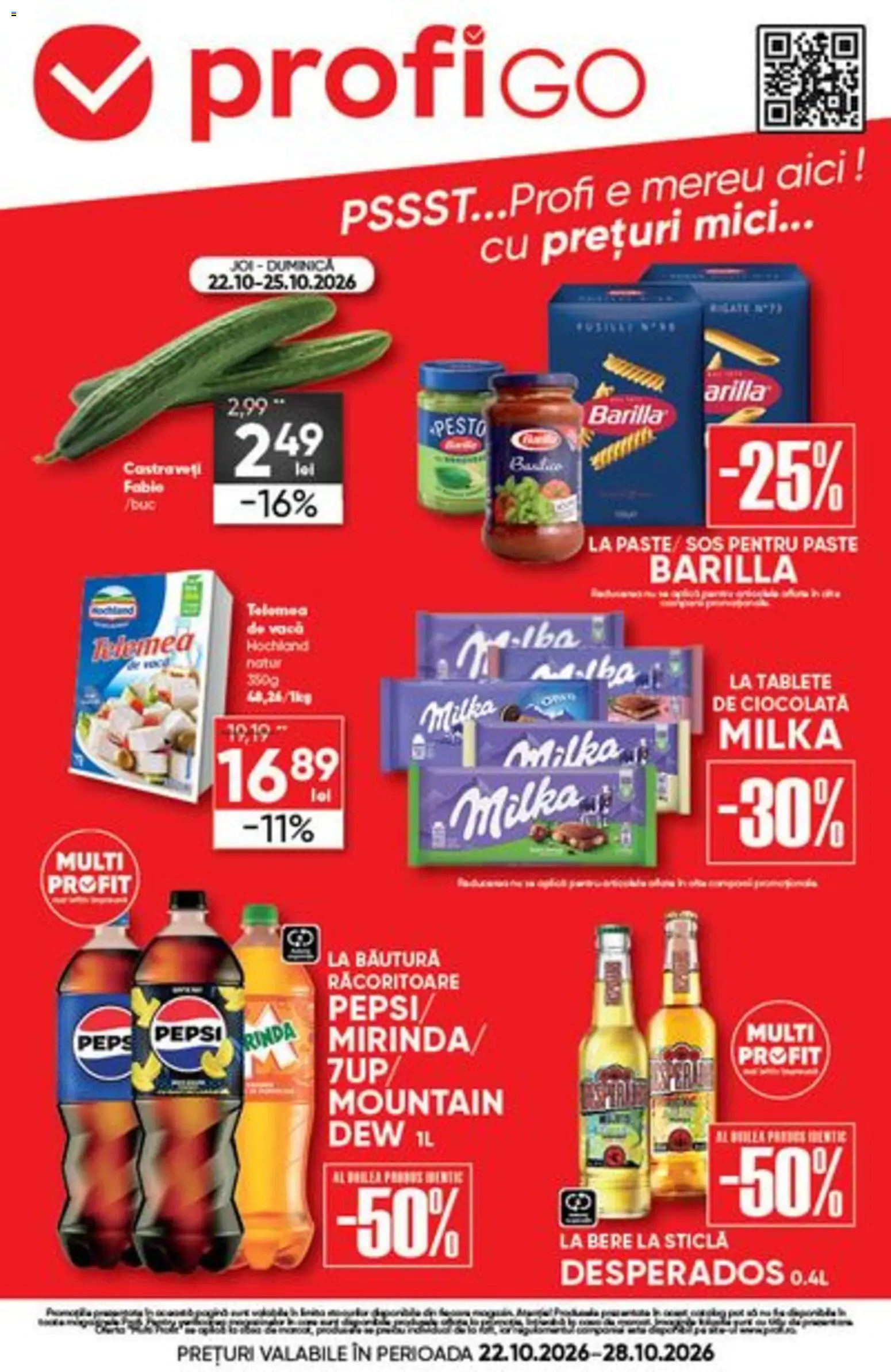 Noul catalog Profi – valabil de la 22.10.2026 | Pagină: 1 | Produse: Barilla, Hochland, Ciocolată, Sos