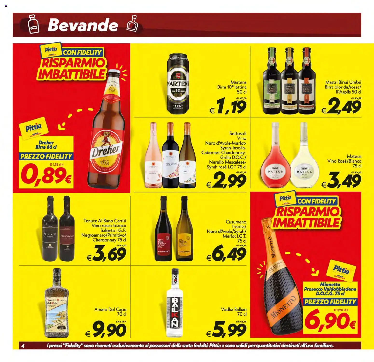 Volantino SuperConveniente del 31/07/2026 | Pagina: 4 | Prodotti: Birra, Vodka, Prosecco, The