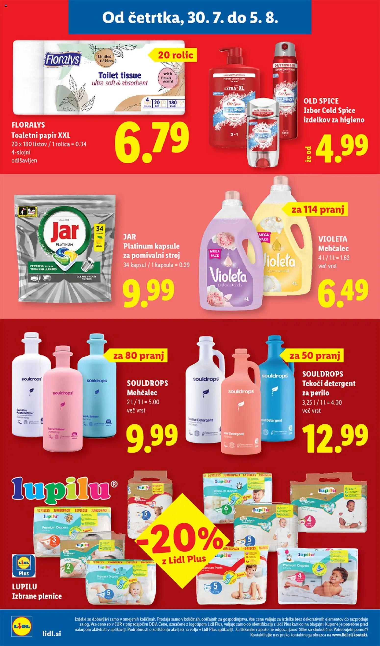 Novi Lidl katalog ponudbe – veljaven od 30.07.2026 | Stran: 24 | Izdelki: Plenice, Toaletni papir, Detergent, Sal