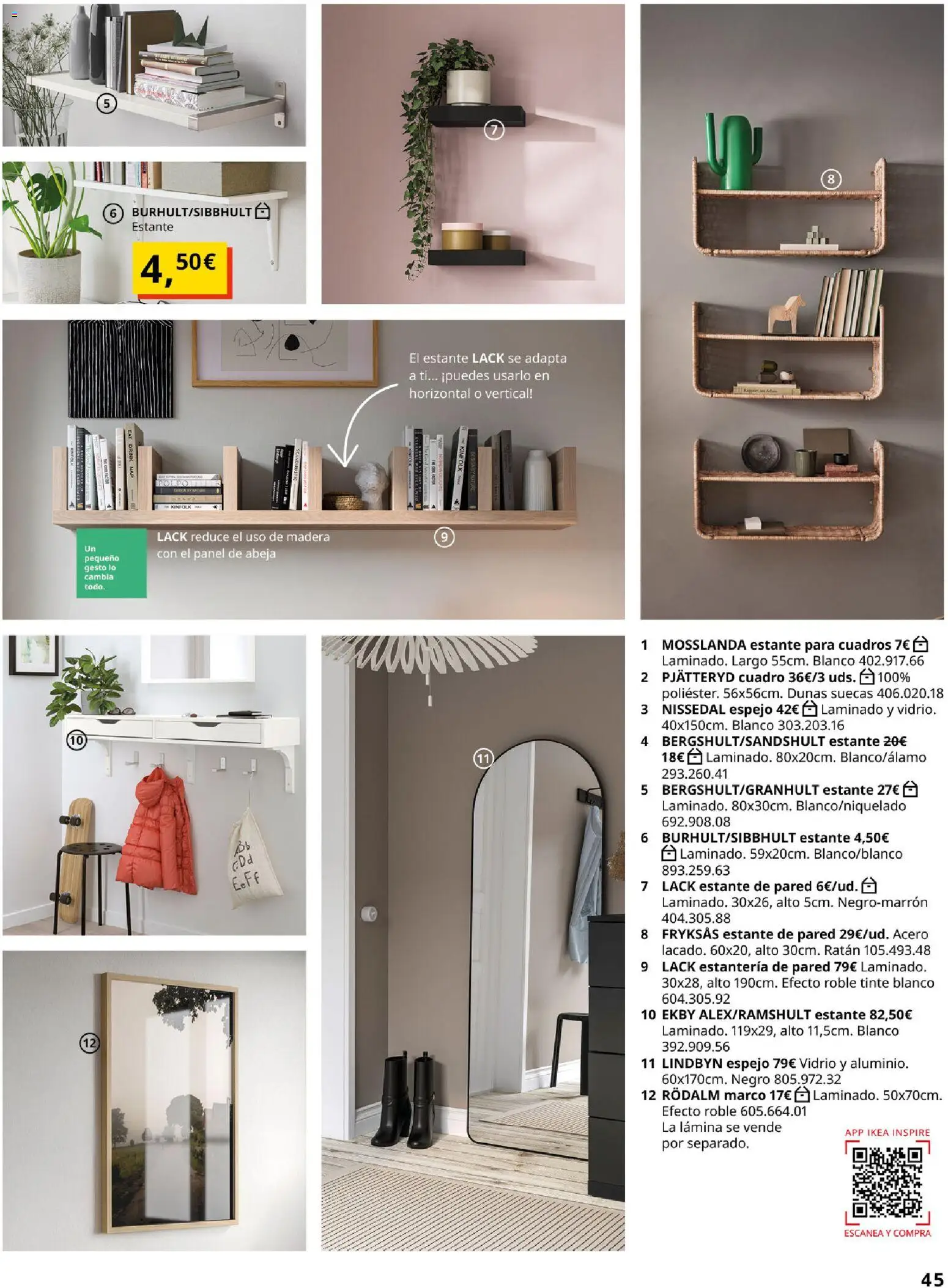IKEA - Salones │ válido desde el 01/09/2026 | Página: 45 | Productos: Estantería, Marco, Estante, Espejo