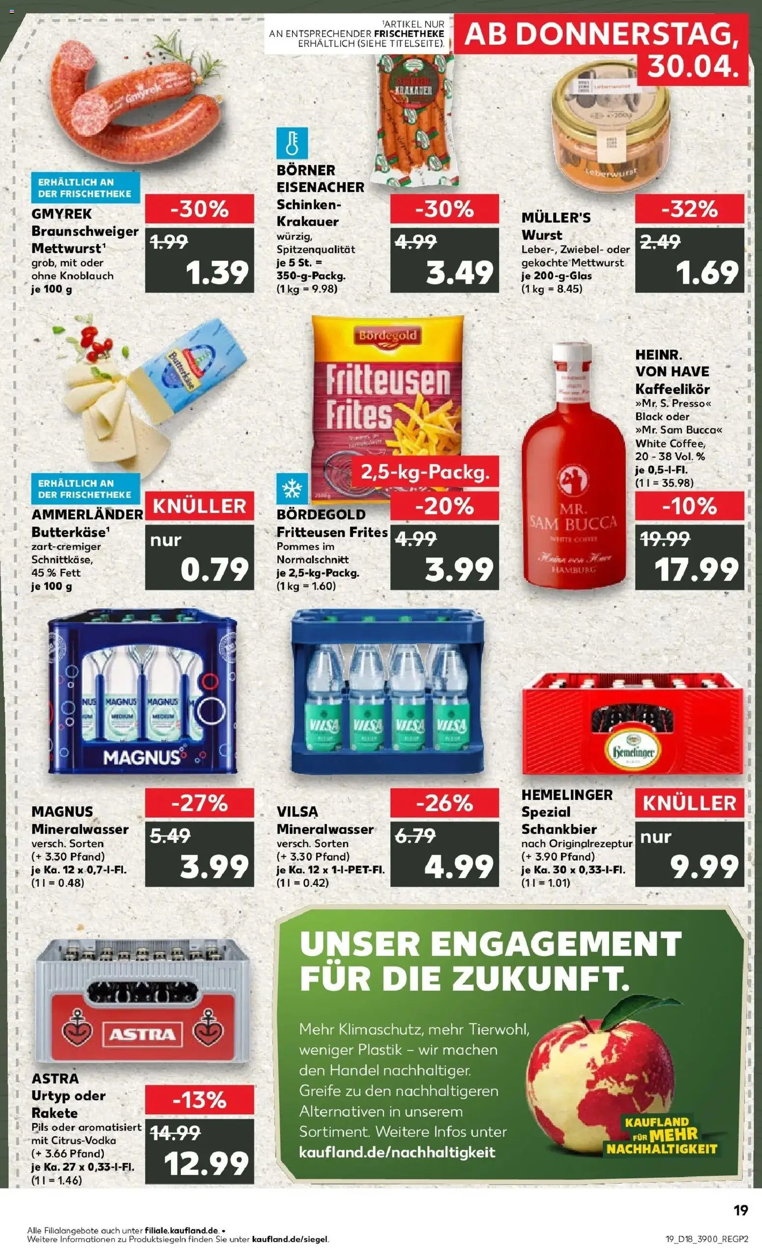 Prospekt Kaufland ab 30.04.2026 » Angebote Online zum Blättern | Seite: 19 | Produkte: Pils, Mineralwasser, Knoblauch, Schinken