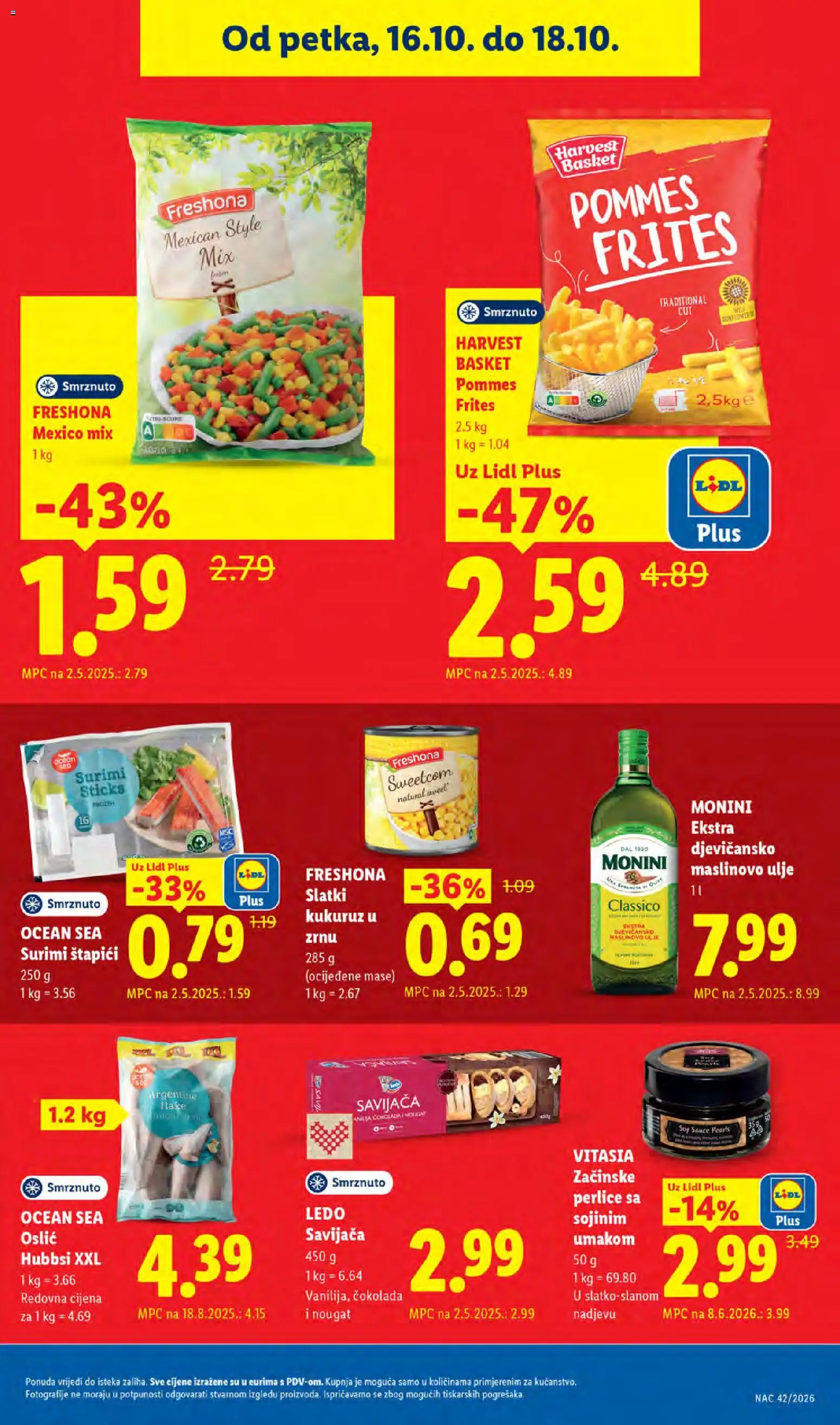 Lidl katalog | vrijedi od 12.10.2026 | Stranica: 71 | Proizvodi: Freshona, Maslinovo ulje, Surimi štapići, Štapići