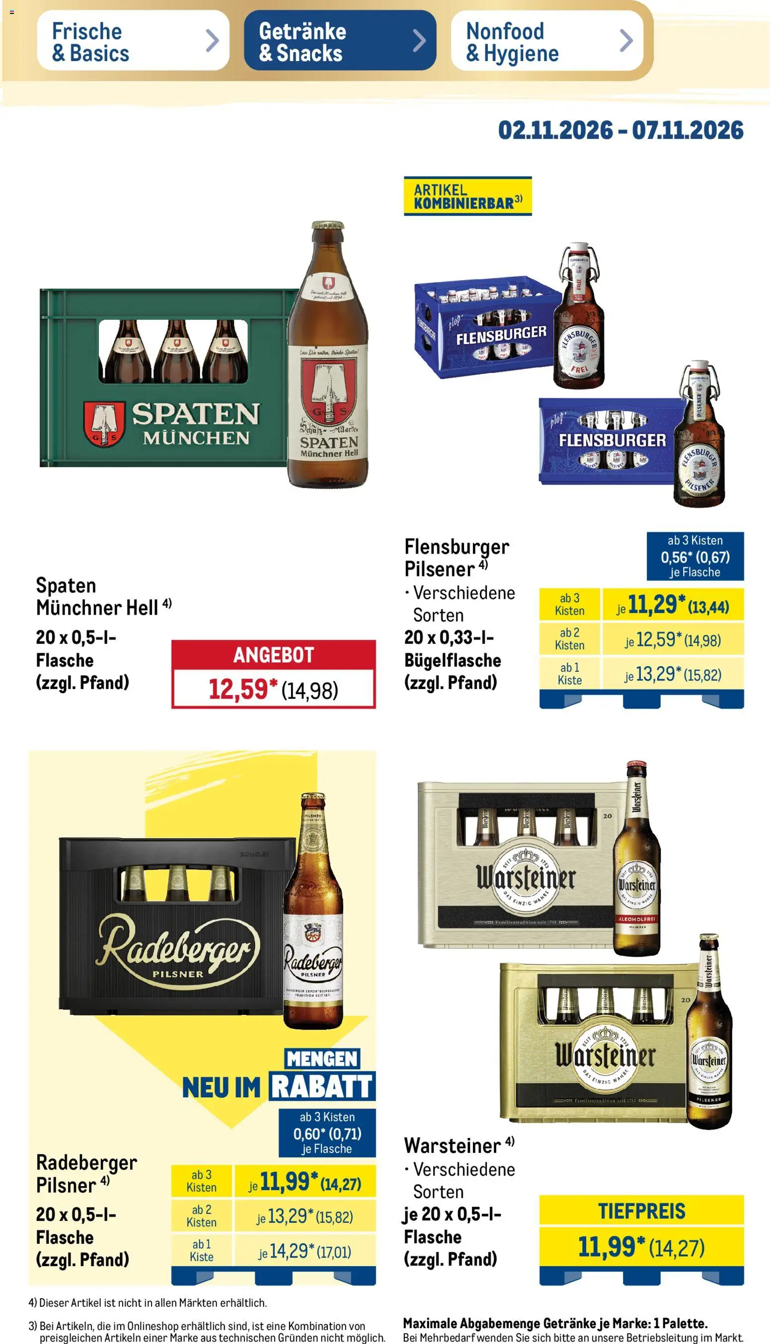 Metro Black Friday – gültig ab 02.11.2026 | Seite: 29 | Produkte: Burger, Flensburger, Warsteiner, Radeberger pilsner