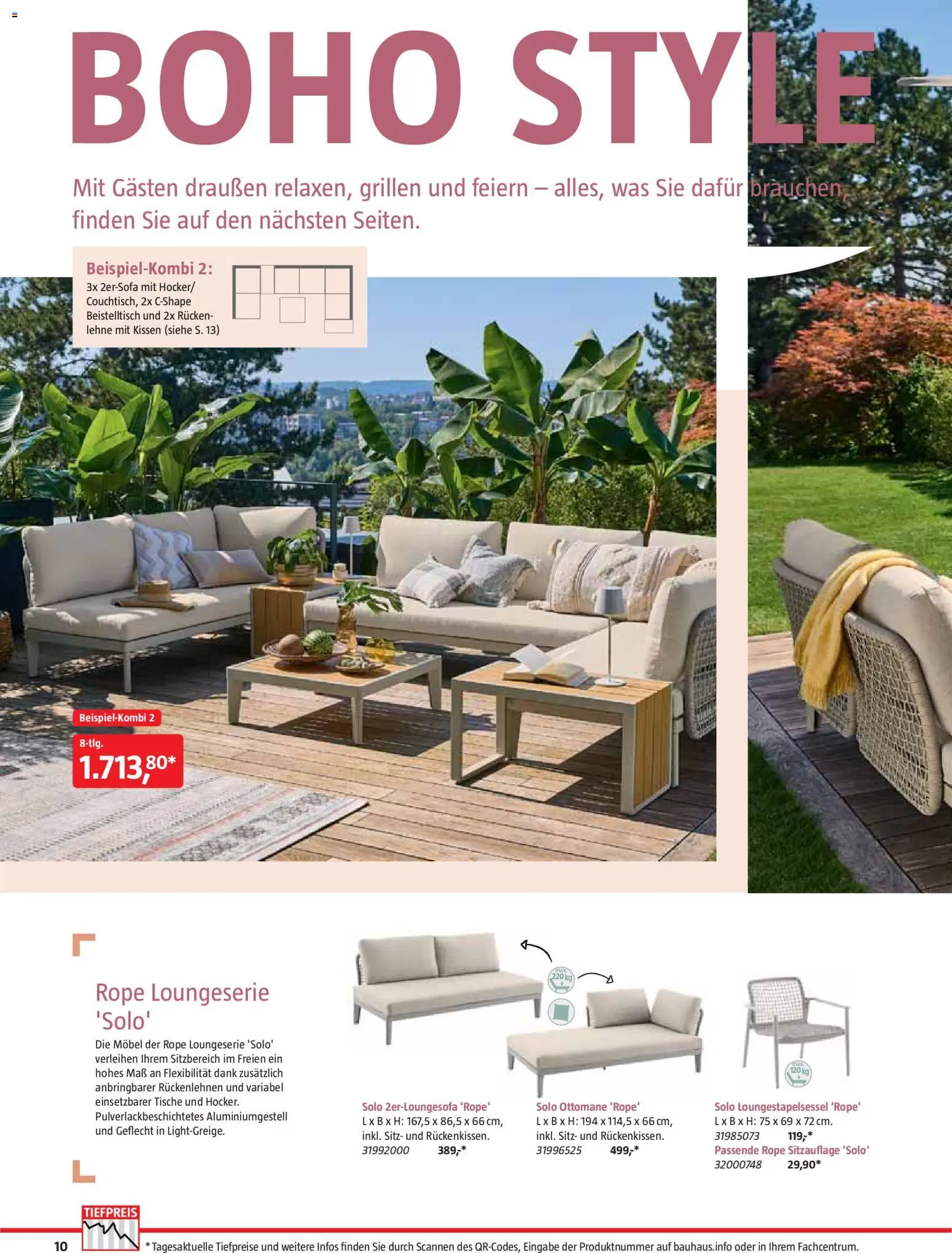 Bauhaus Freizeit im Garten – gültig ab 02.03.2026 | Seite: 10 | Produkte: Beistelltisch, Kissen