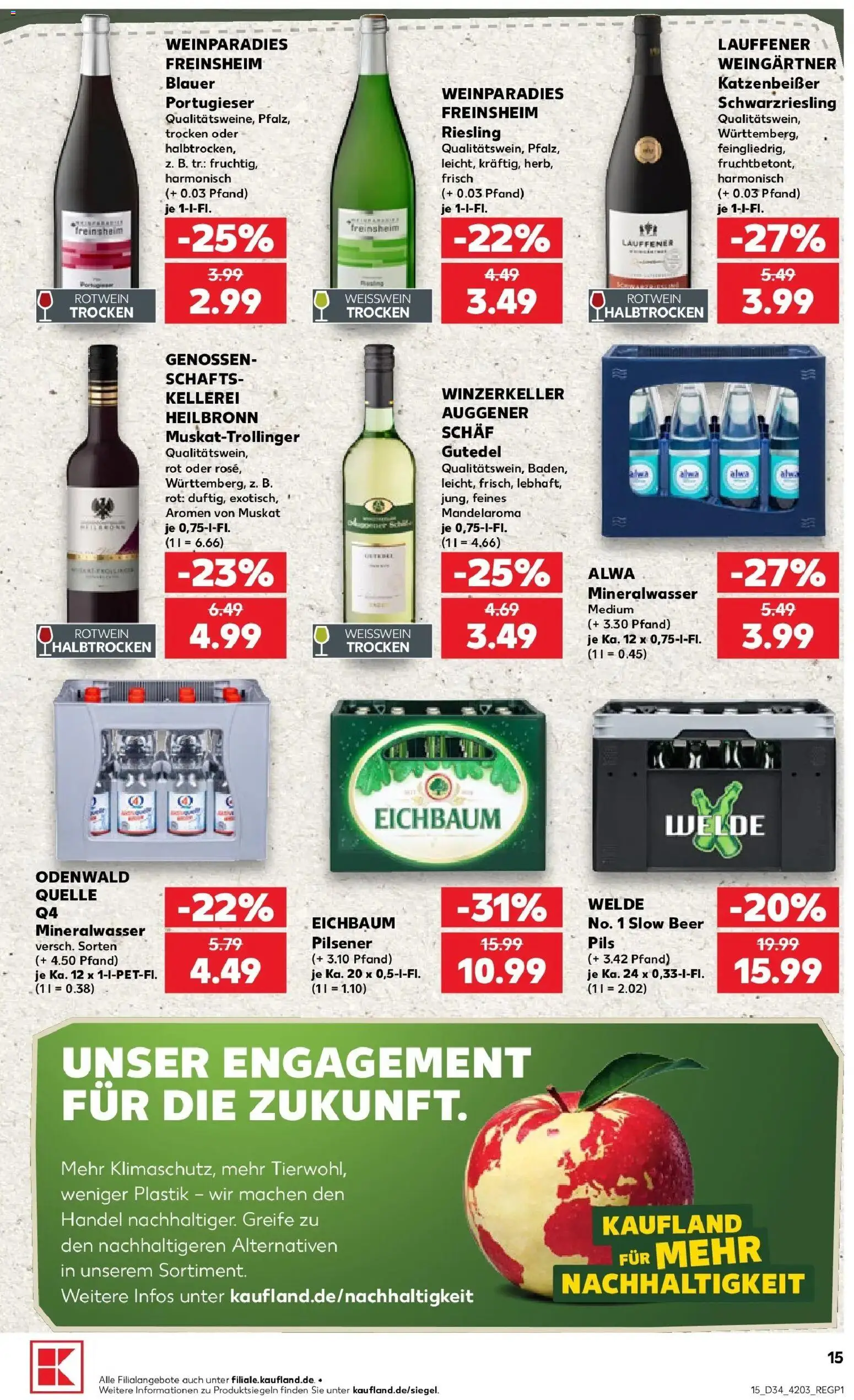 Prospekt Kaufland ab 20.08.2026 » Angebote Online zum Blättern | Seite: 15 | Produkte: Weißwein, Rotwein, Pils, Mineralwasser