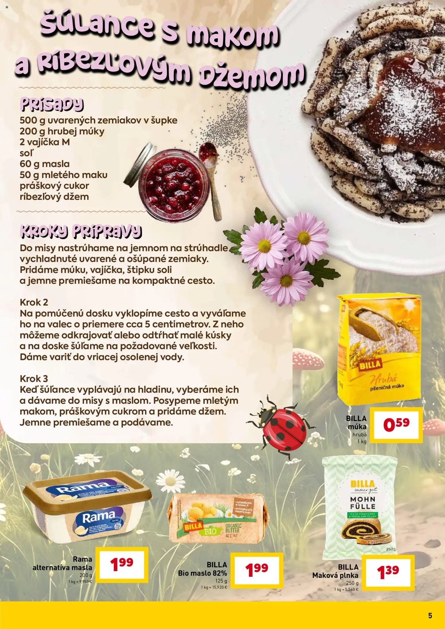 Nové Billa akcie – leták je platný od 27.05.2026 | Strana: 5 | Produkty: Maslo, Práškový cukor, Pšeničná múka, Cukor
