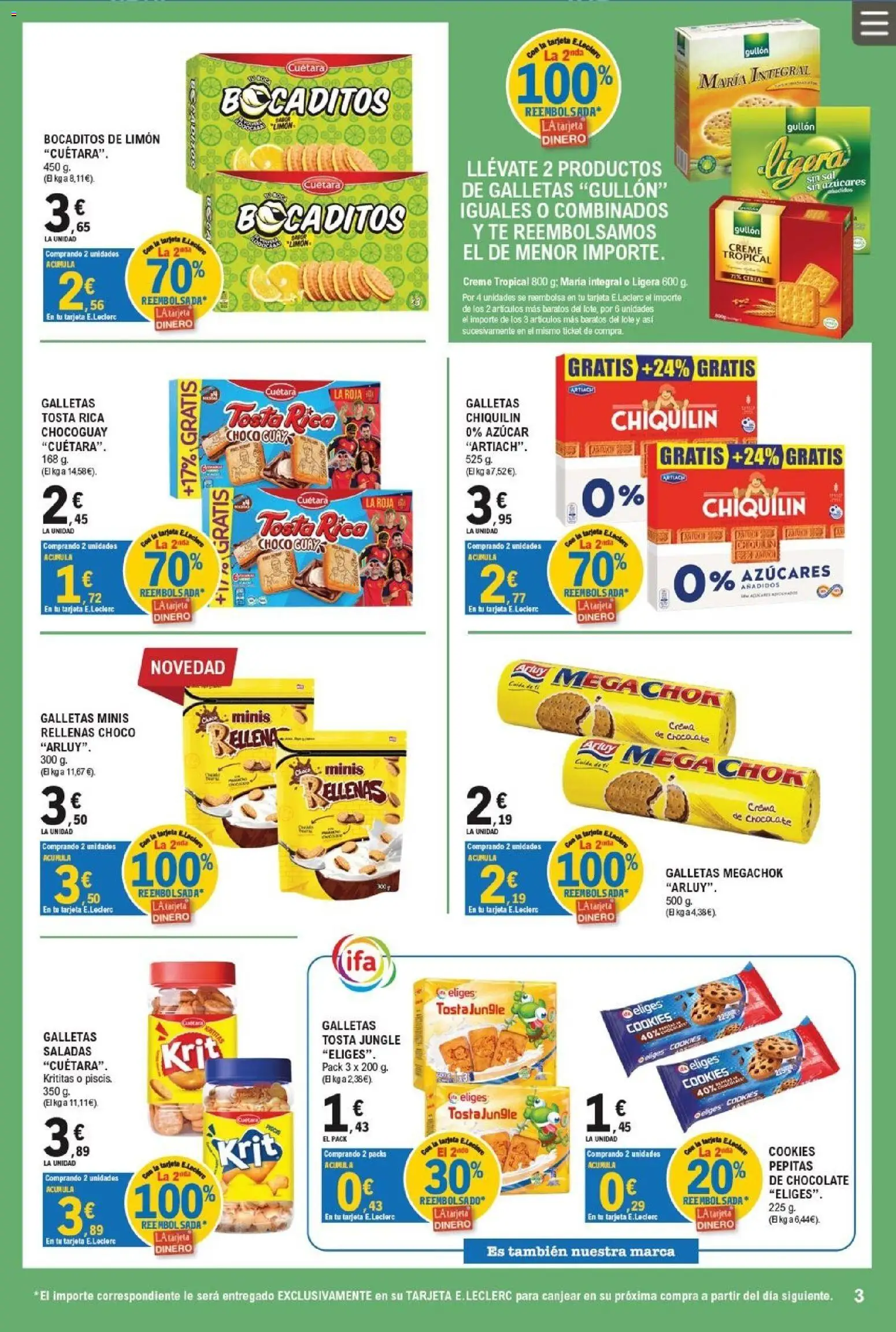 E.Leclerc Miranda de Ebro │ válido desde el 01/07/2026 | Página: 3 | Productos: Chocolate, Crema, Té, Galletas