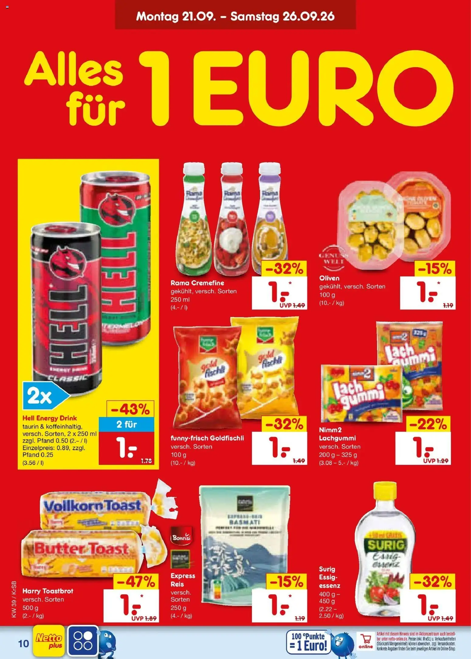 Netto Marken-Discount Prospekt Baesweiler – gültig ab 21.09.2026 | Seite: 16 | Produkte: Rama, Energy, Butter, Toastbrot