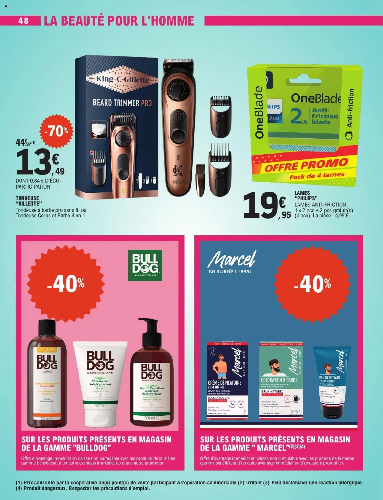 {H1} | Page: 48 | Produits: Marcel, Gel nettoyant, Tondeuse a barbe, Crème dépilatoire