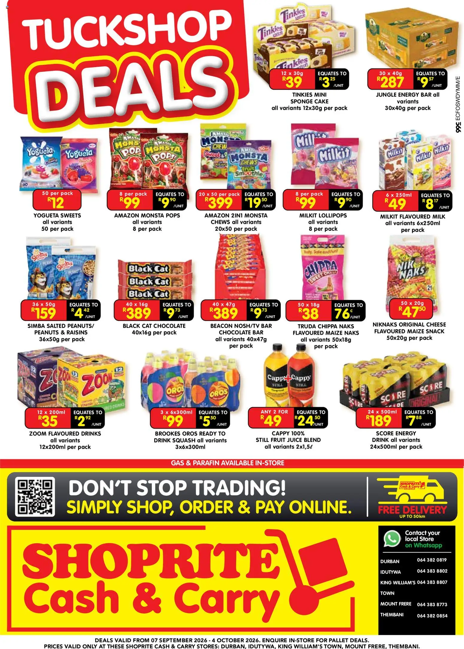 New Shoprite catalogue – valid from 07/09/2026 | Page: 1 | Products: Milk, Juice, Raisins, Fruit