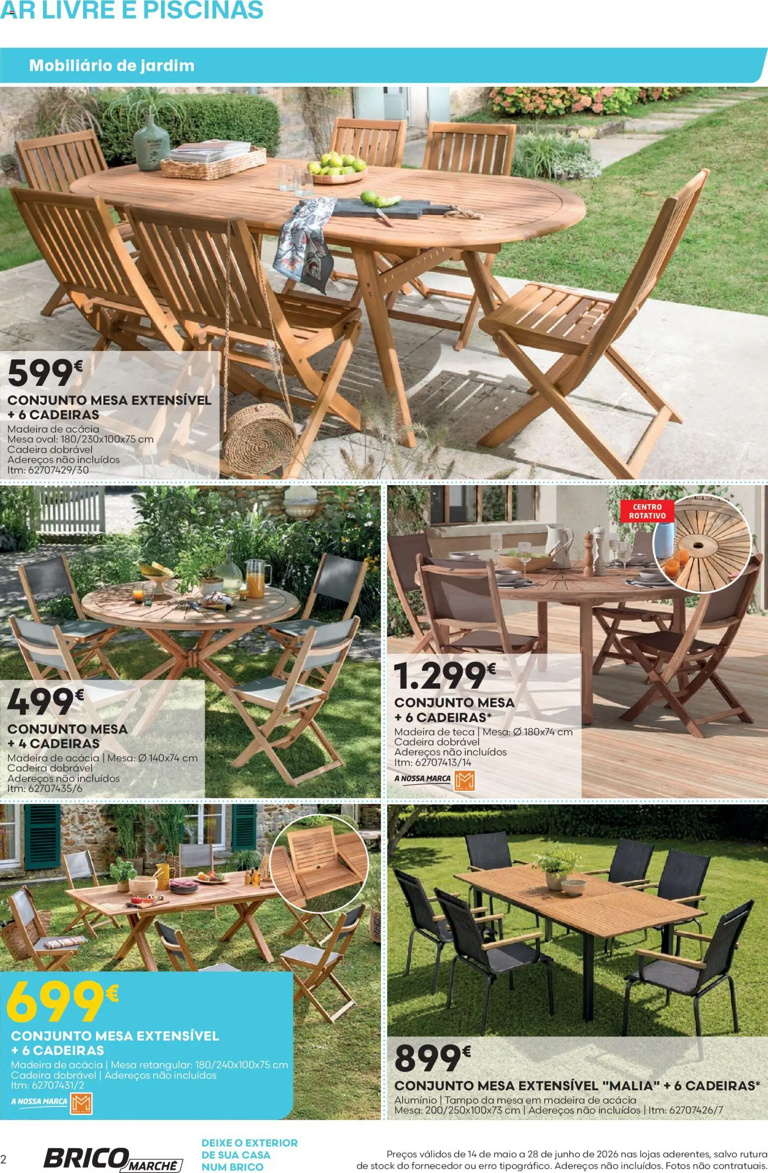 BricoMarché Catálogo Ar Livre e Piscinas - Vila do Conde │ válido de 14.05.2026 | Página: 2 | Produtos: Cadeiras, Piscinas, Mesa, Cadeira