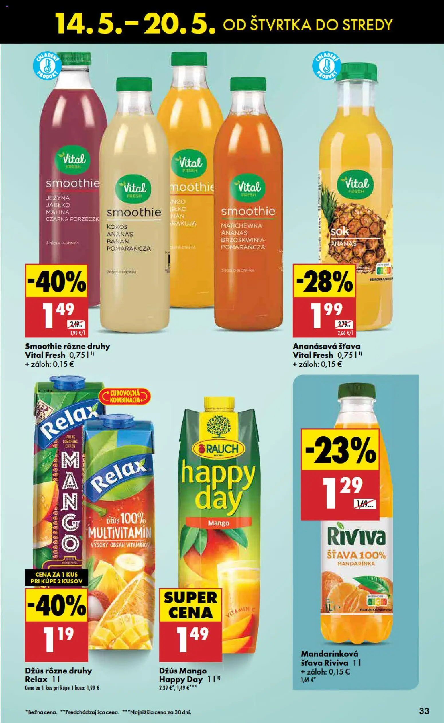 Nové Biedronka akcie – leták je platný od 14.05.2026 | Strana: 33 | Produkty: Džús, Ananás, Mango