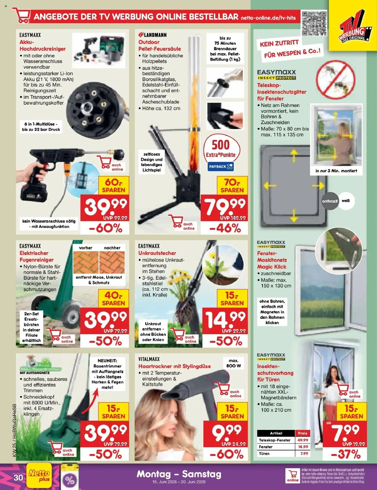 Netto Marken-Discount Prospekt Hamburg – gültig ab 14.06.2026 | Seite: 42 | Produkte: Haartrockner, Bürste, Hochdruckreiniger, TV