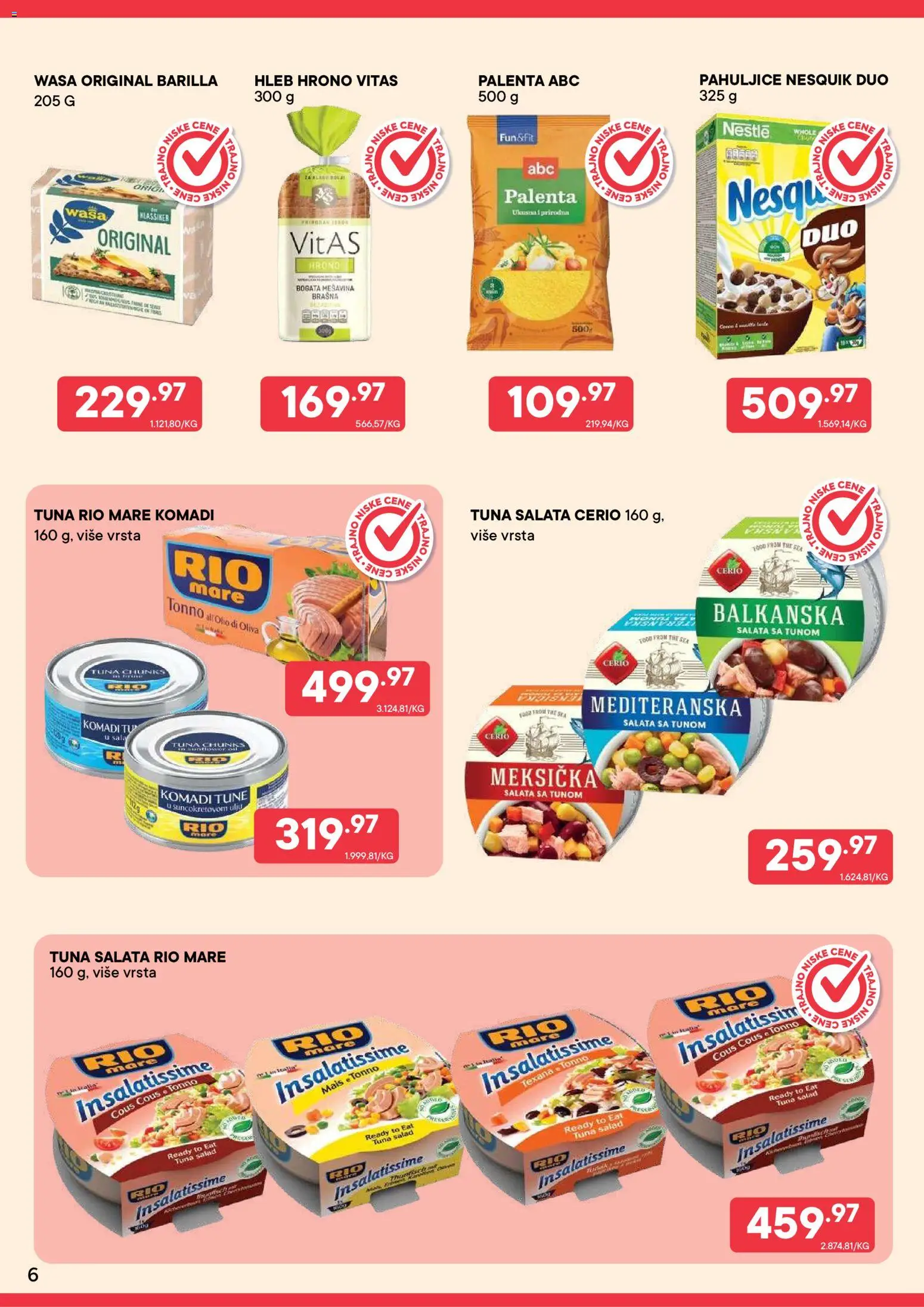 PerSu katalog - važi od 01.08.2026 | Strana: 6 | Proizvode: Salata, Barilla, Rio mare, Nesquik