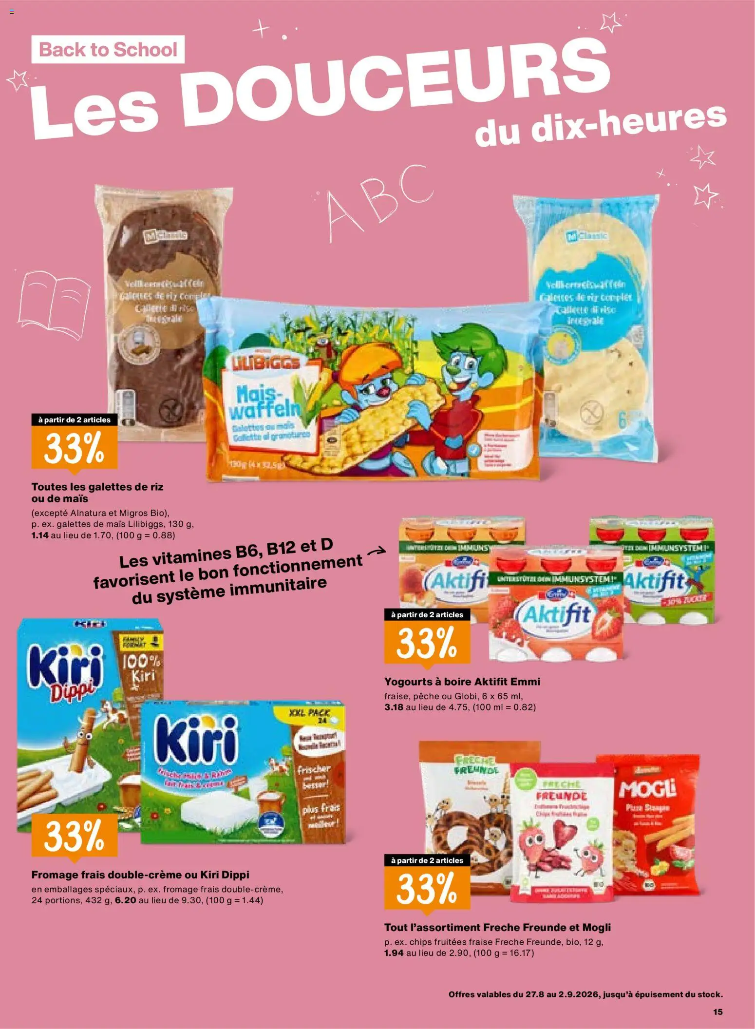 Migros aktionen FR – gültig ab 27.08.2026 | Seite: 15 | Produkte: Bad, Mais, Waffeln, Chips