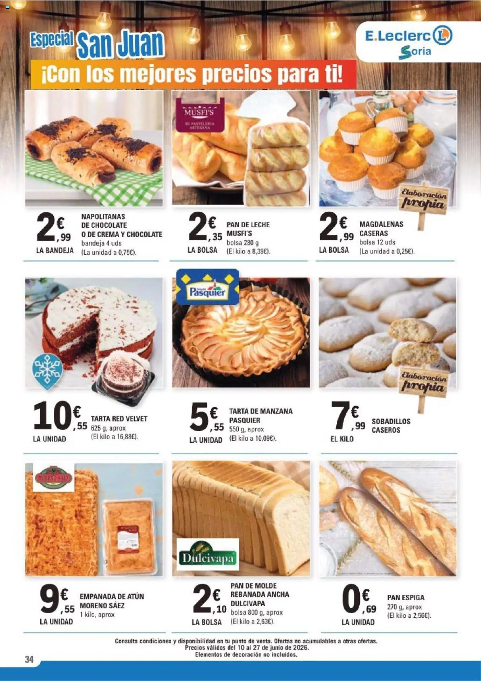 E.Leclerc Soria │ válido desde el 10.06.2026 | Página: 34 | Productos: Pan, Chocolate, Pan de molde, Bandeja