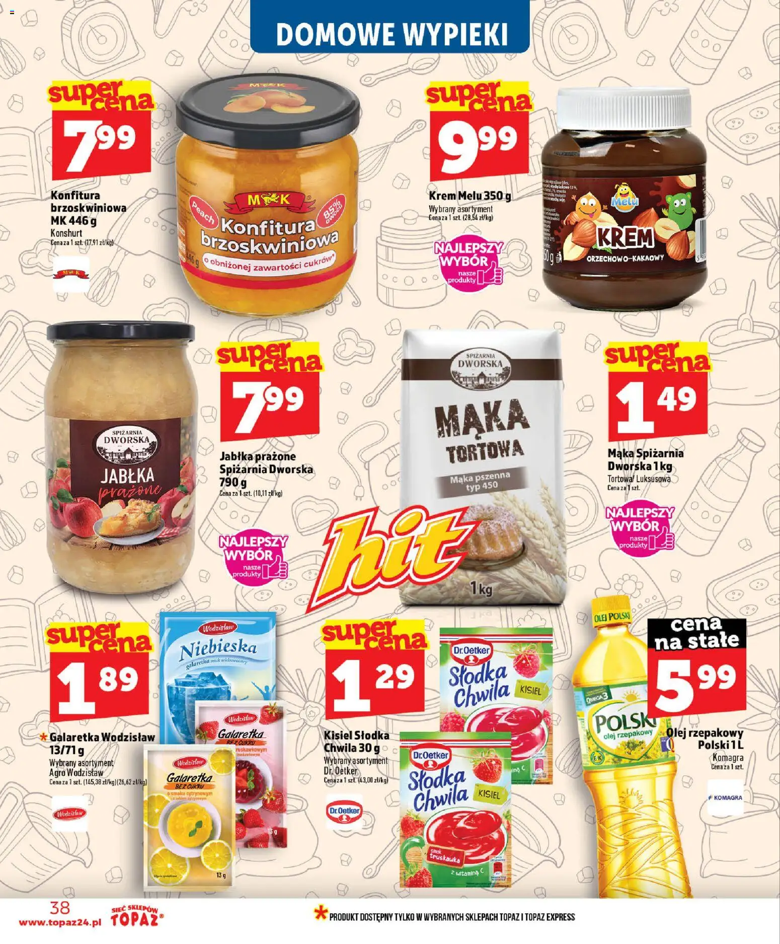 Topaz gazetka - MAZ od 02.07.2026 | Strona: 38 | Produkty: Galaretka, Olej, Jabłka prażone, Krem
