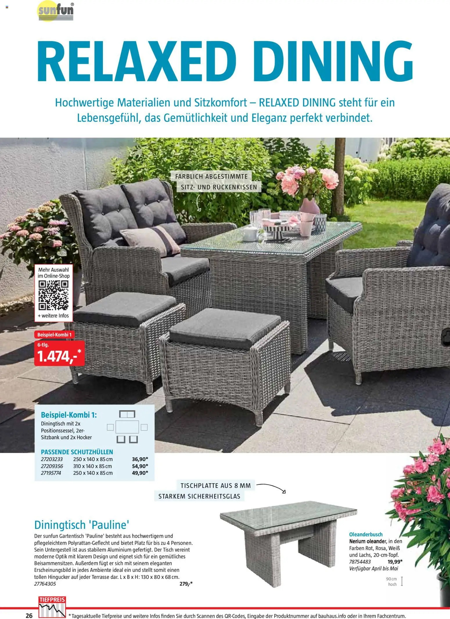 Bauhaus Freizeit im Garten – gültig ab 02.03.2026 | Seite: 26 | Produkte: Hocker, Sitzbank, Tisch