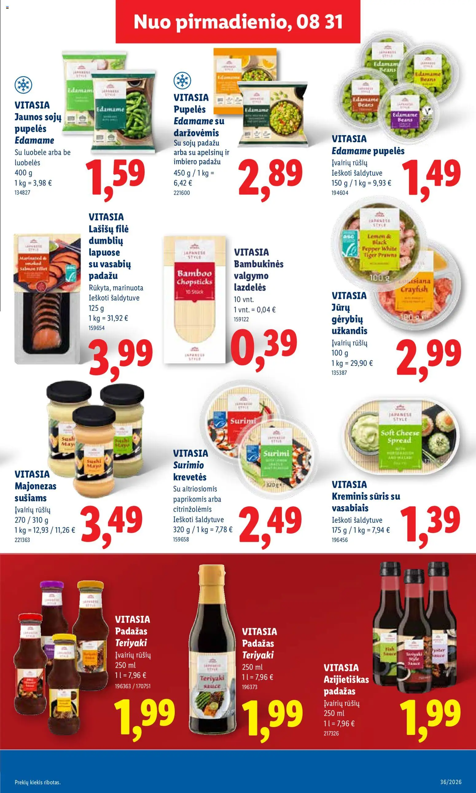 LIDL akcijos nuo 2026.08.31 | Puslapis: 21 | Prekių: Pupelės, Sūris, Surimi, Padažas