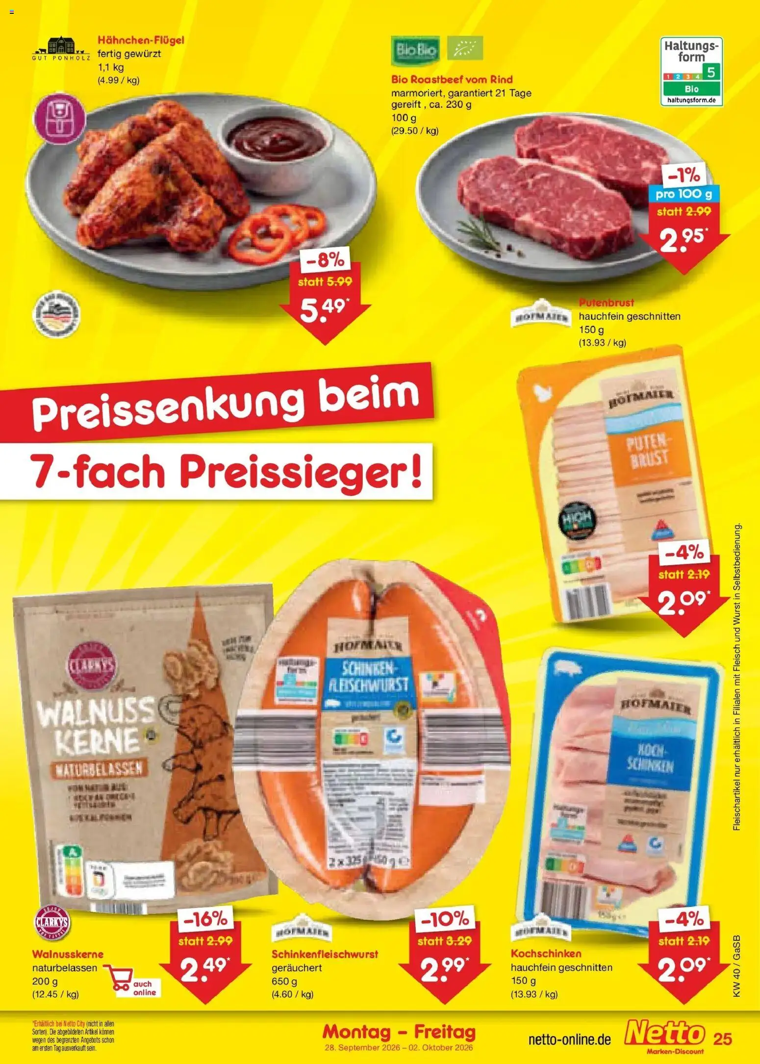 Netto Marken-Discount Prospekt Oldenburg – gültig ab 28.09.2026 | Seite: 35 | Produkte: Putenbrust, Roastbeef, Wurst, Fleisch