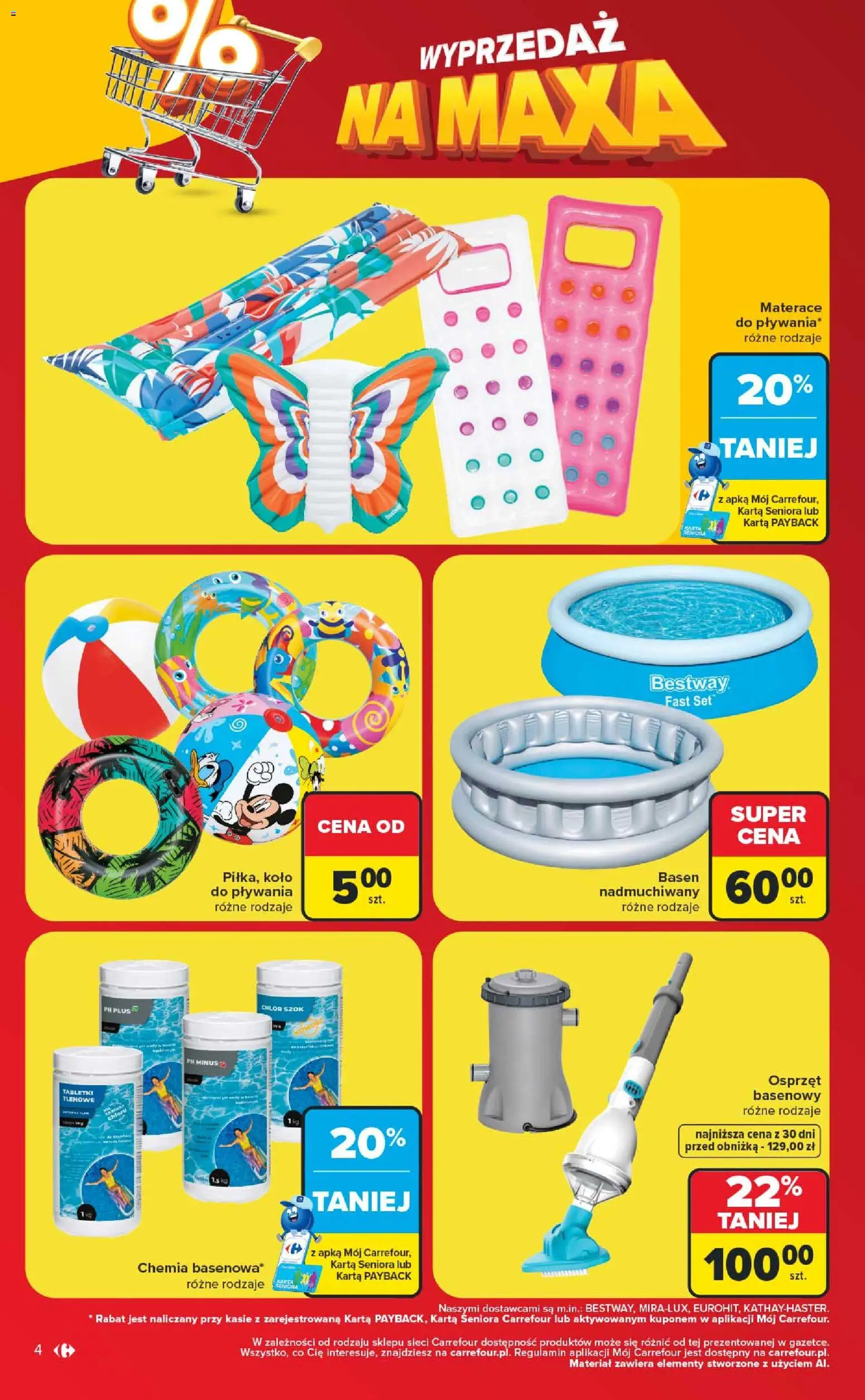 Carrefour gazetka - Wyprzedaż na maxa od 06.07.2026 | Strona: 4 | Produkty: Karta, Basen