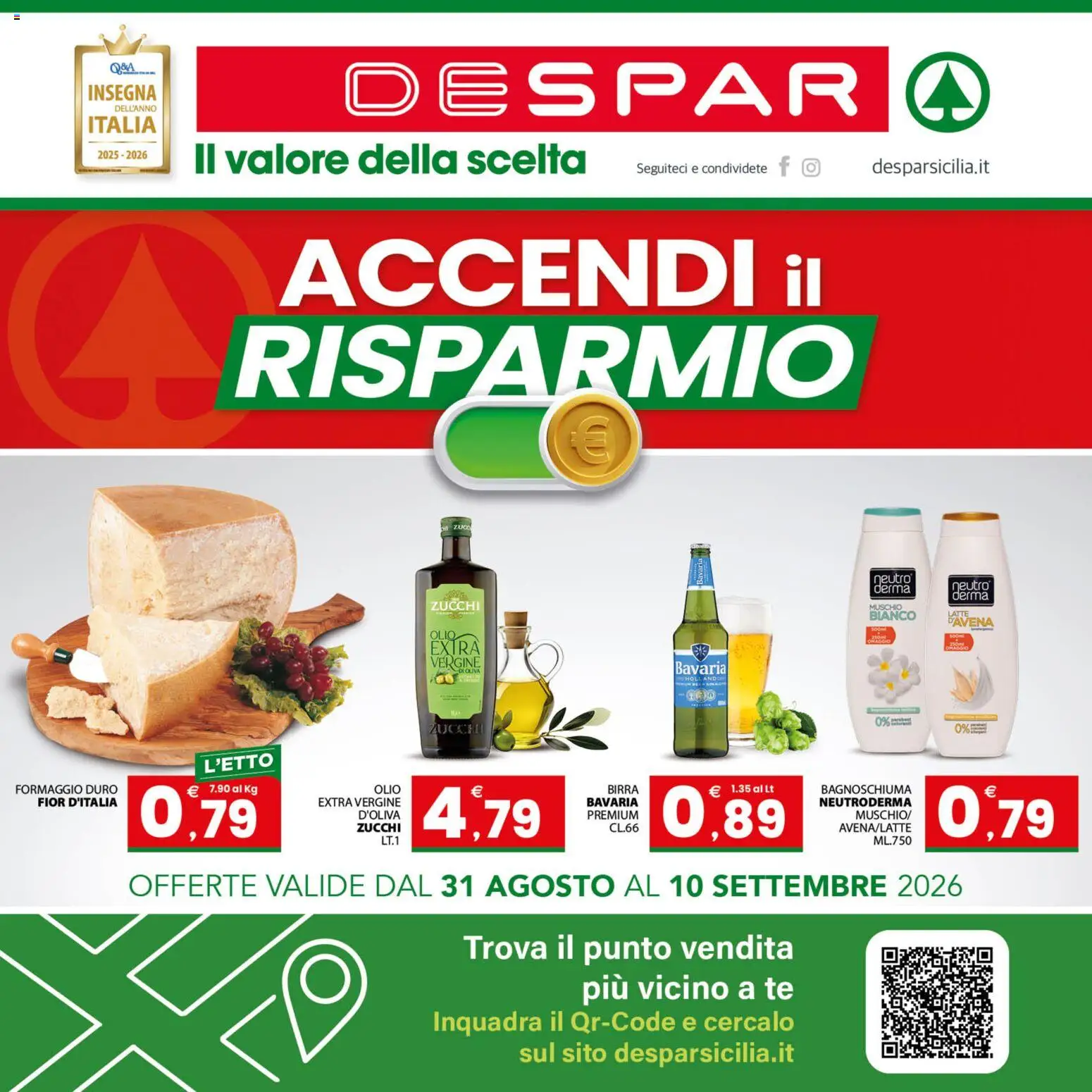 Volantino Despar del 31/08/2026 | Pagina: 20 | Prodotti: Birra, Tè, Olio extra vergine, Formaggio duro