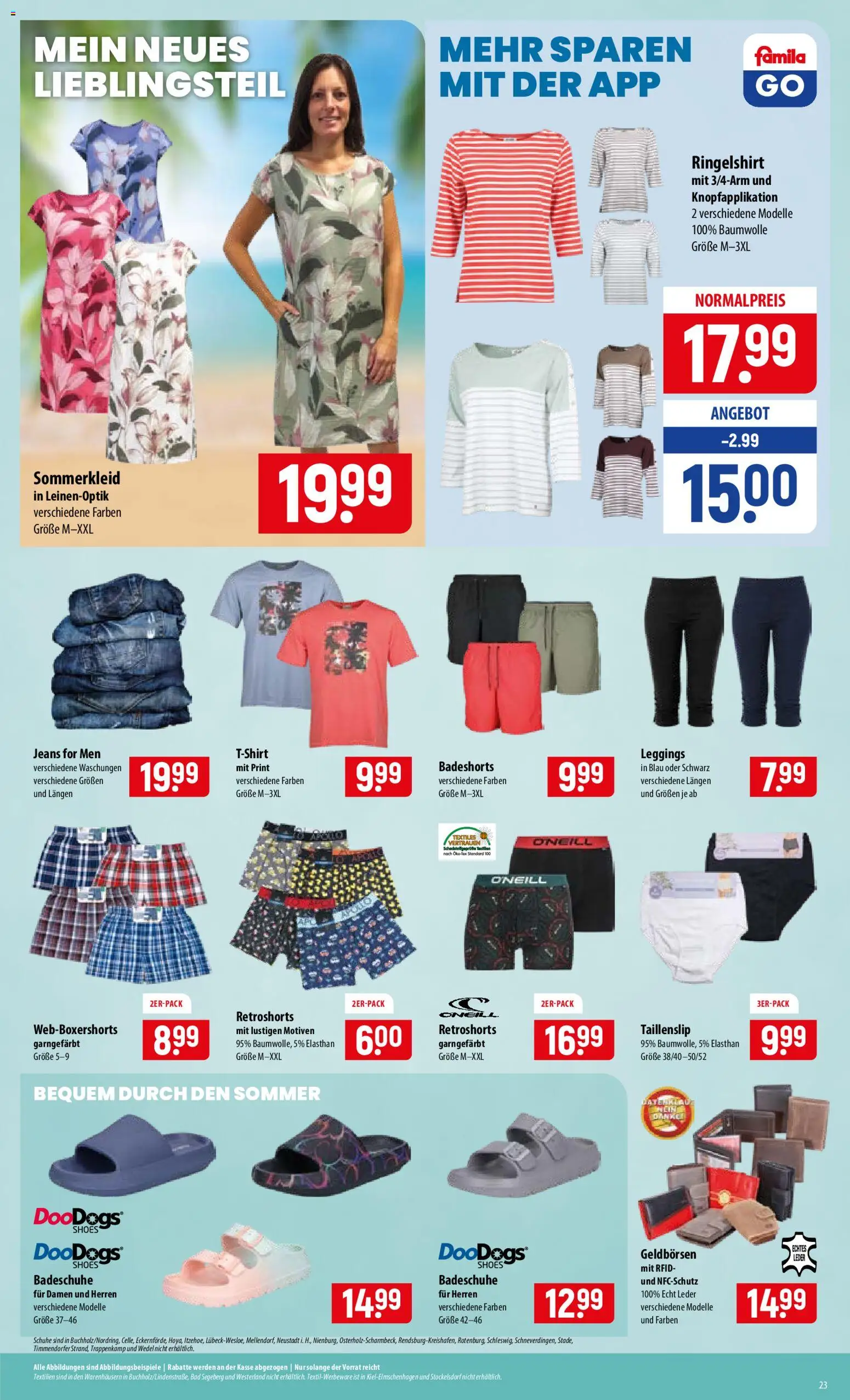Famila Prospekt – gültig ab 29.06.2026 | Seite: 23 | Produkte: Badeshorts, Bad, Leggings, Jeans