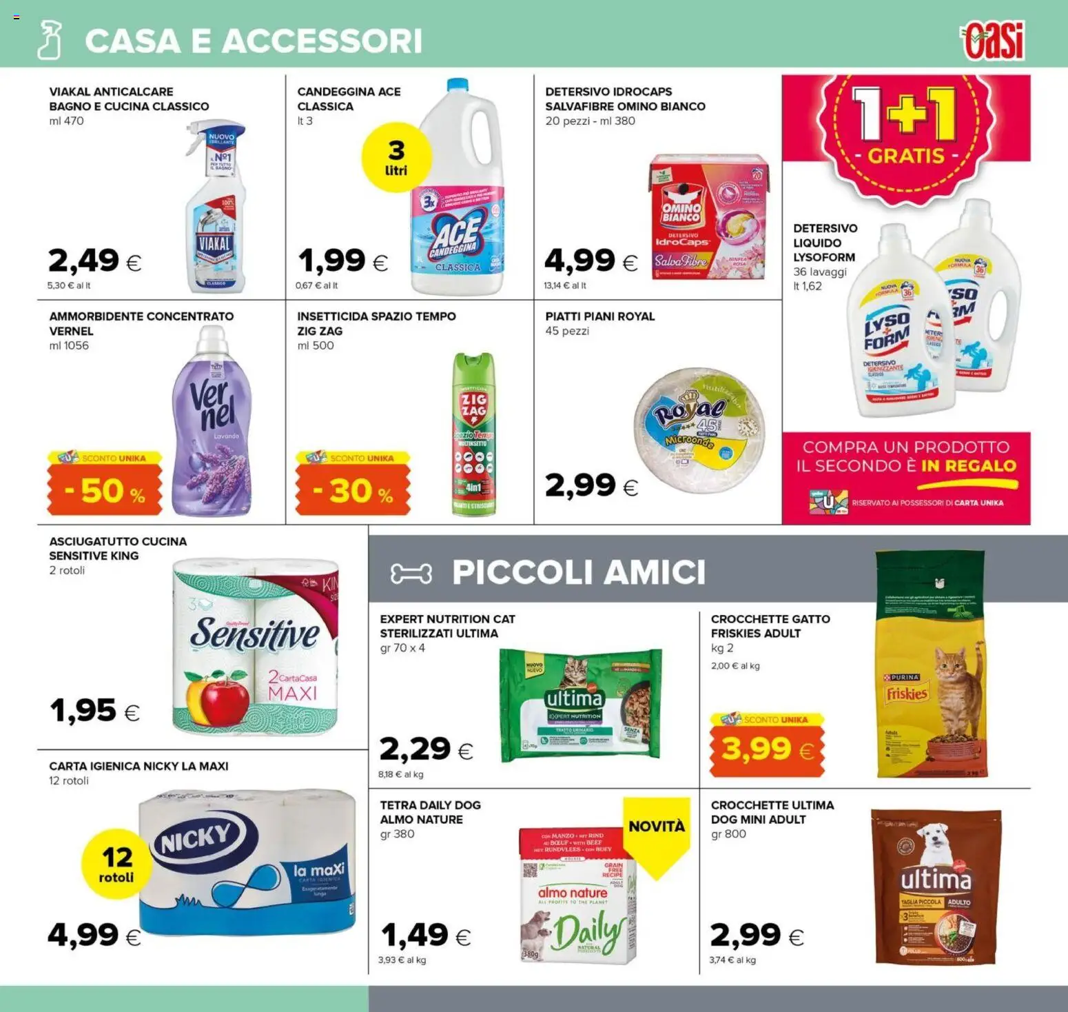 Volantino Oasi del 16/07/2026 | Pagina: 19 | Prodotti: Carta igienica, Candeggina, Crocchette gatto, Asciugatutto