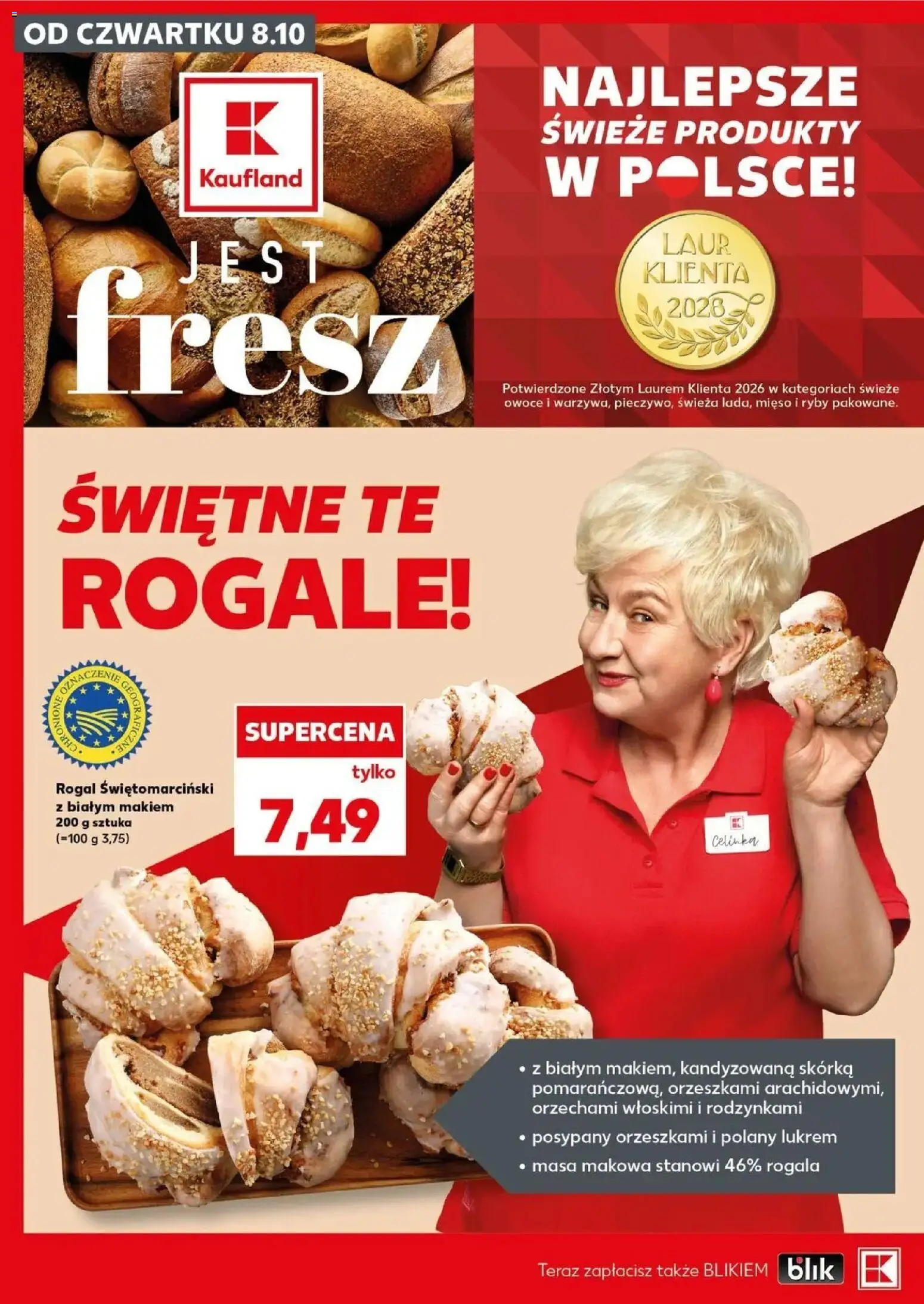 Kaufland gazetka - Mocny start od 12.10.2026 - od jutra PDF | Strona: 12 | Produkty: Croissant, Mięso, Rogal świętomarciński, Owoce