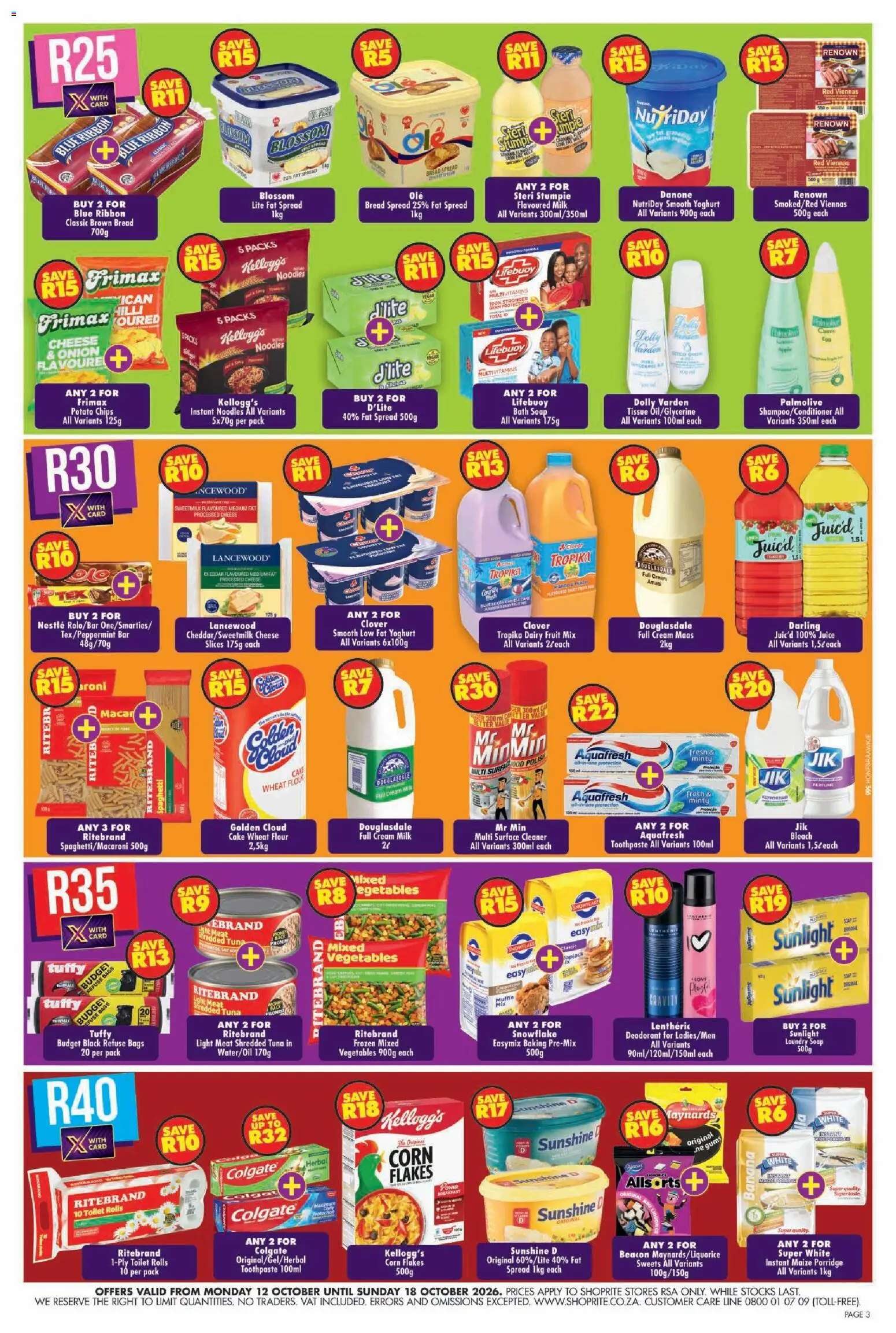 New Shoprite catalogue – valid from 12/10/2026 | Page: 3 | Products: Breakfast, Corn flakes, Milk, Toothpaste