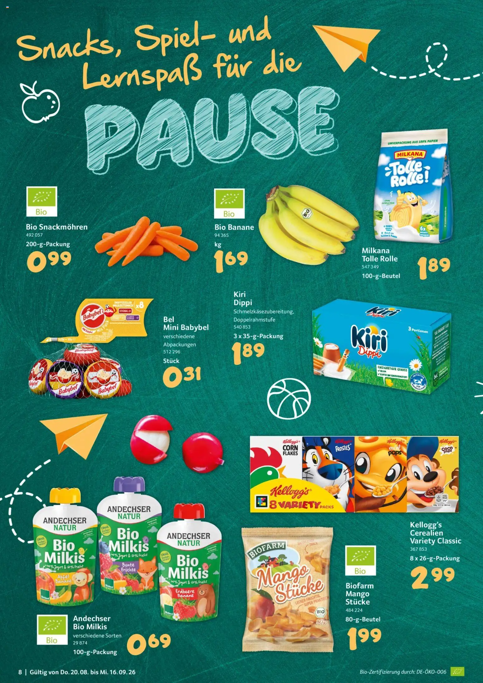 Selgros Schulstart – gültig ab 20.08.2026 | Seite: 8 | Produkte: Milkana, Äpfel, Kellogg's, Mango