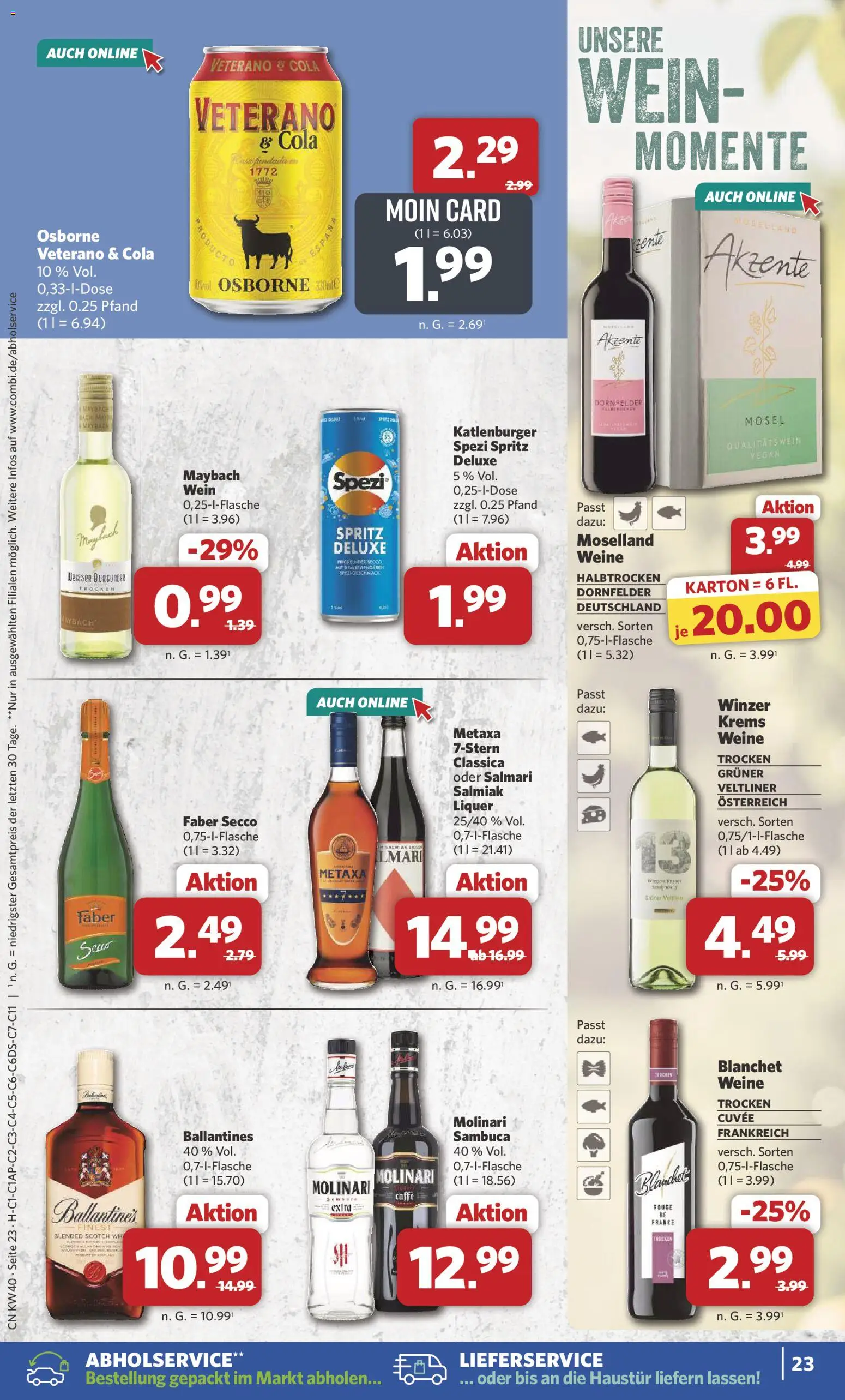 Combi Prospekt – gültig ab 28.09.2026 | Seite: 23 | Produkte: Osborne, Sambuca, Rouge, Wein
