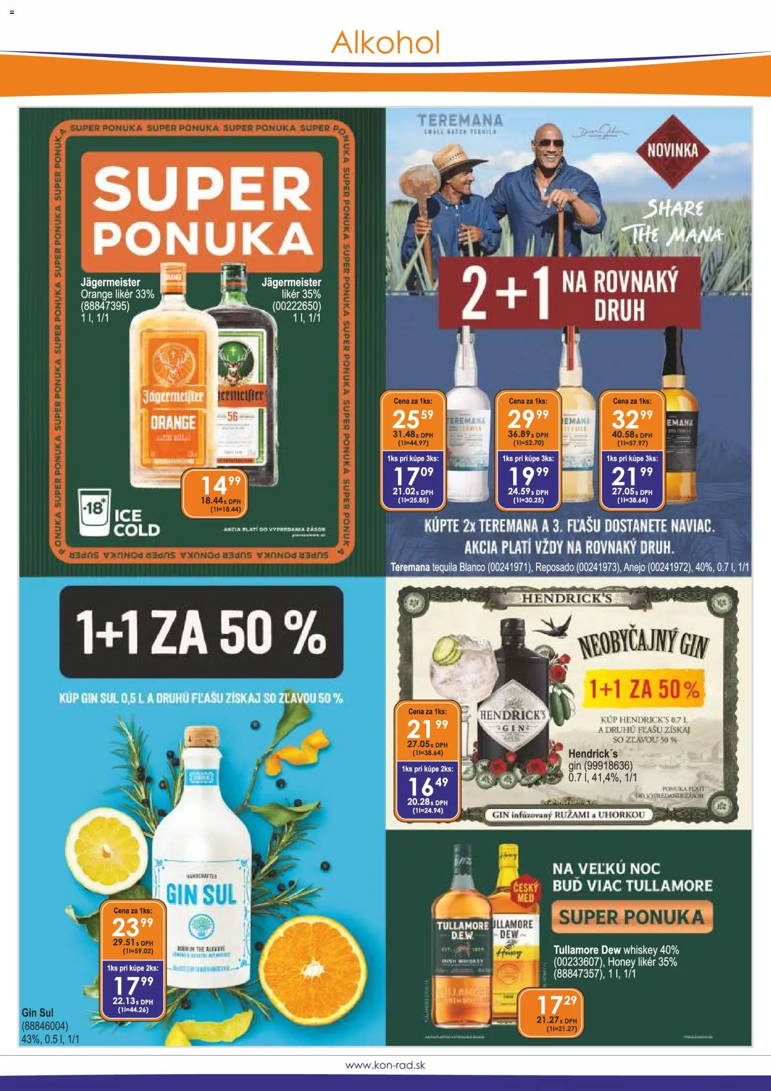 Nové KON - RAD akcie – leták je platný od 01.04.2026 | Strana: 3 | Produkty: Jägermeister, Alkohol, Tequila, Tullamore Dew