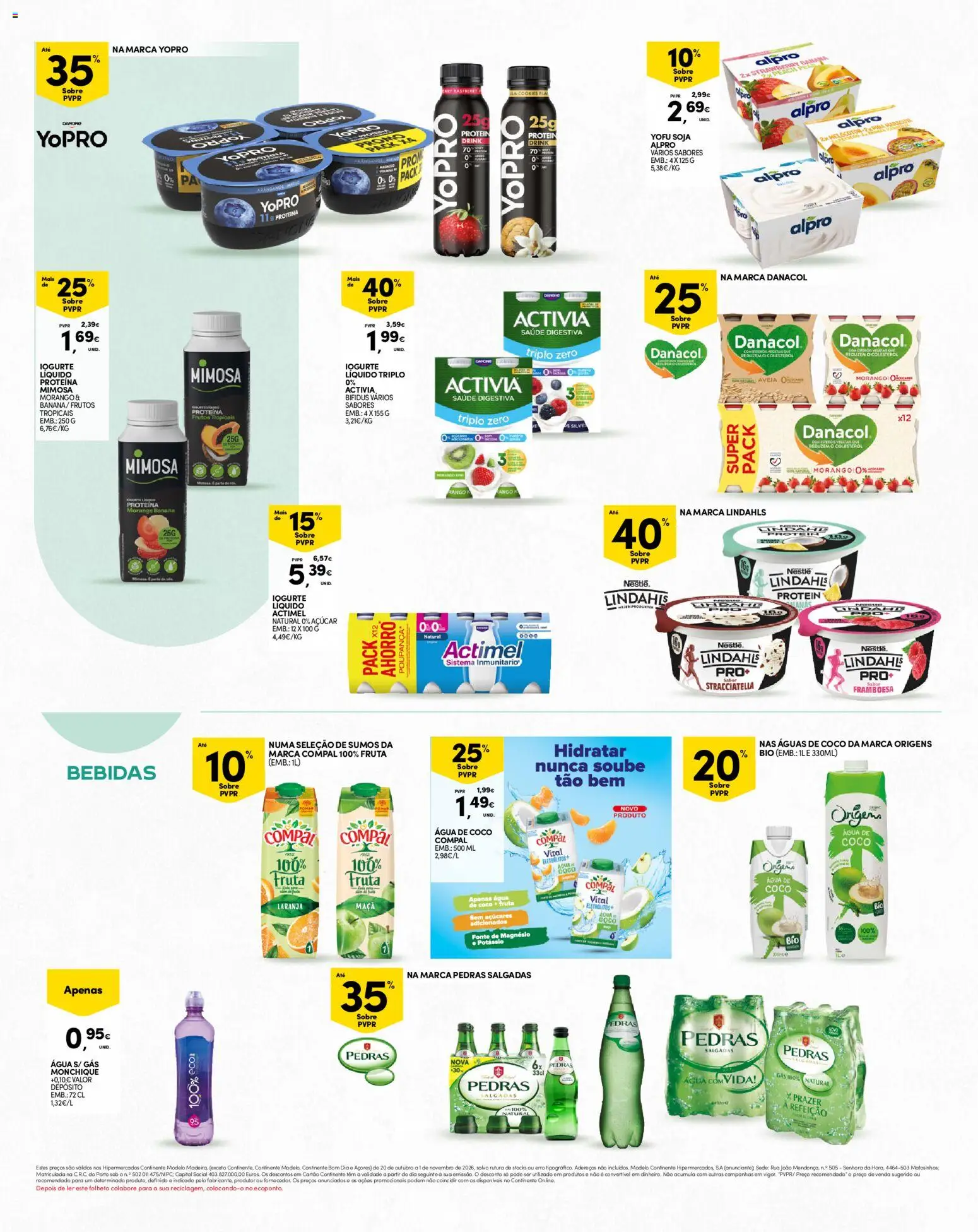 Continente folheto Madeira │ válido de 20/10/2026 | Página: 20 | Produtos: Aveia, Bebidas, Maça, Iogurte liquido