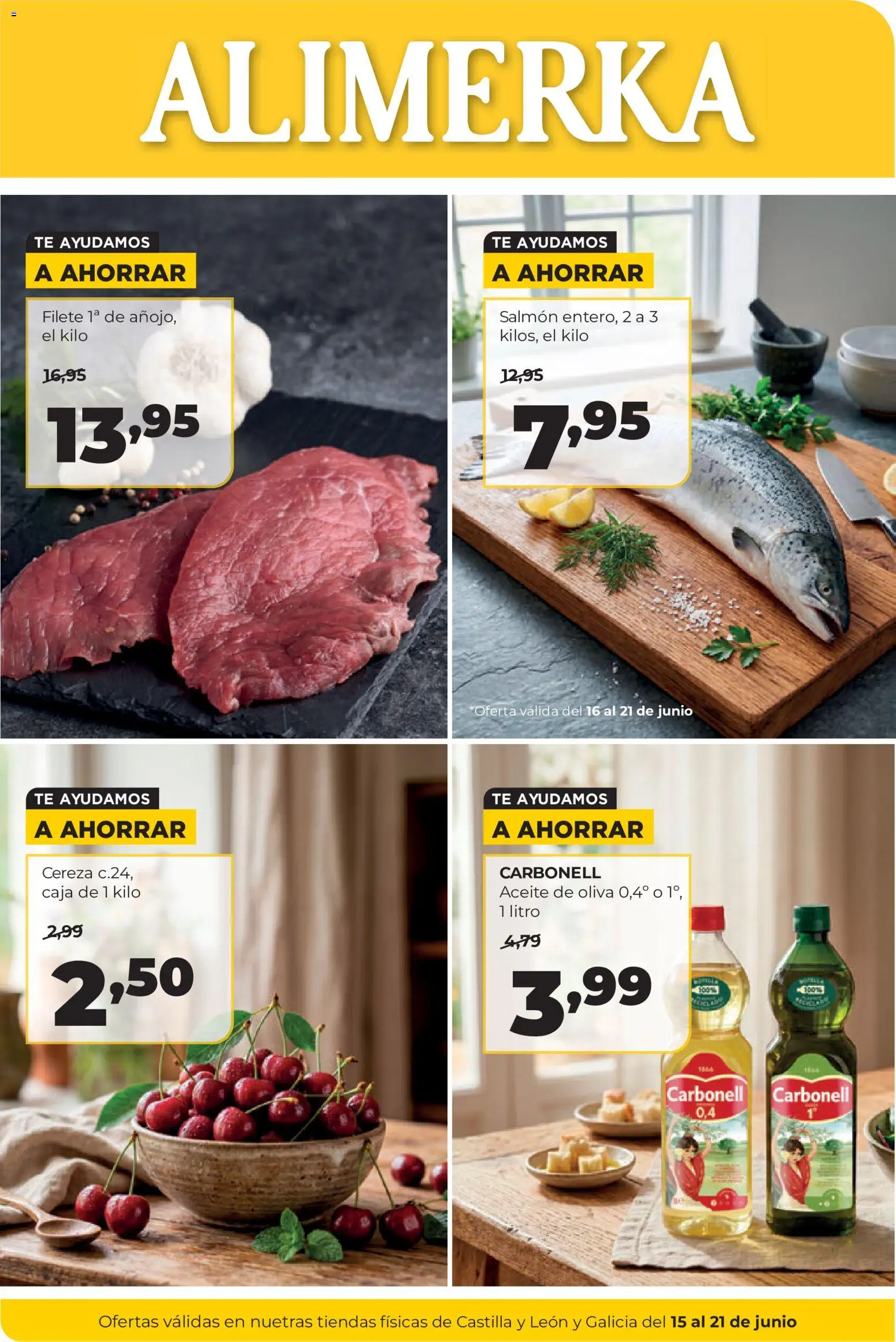 Alimerka folleto Castilla y León │ válido desde el 15.06.2026 | Página: 1 | Productos: Aceite, Té, Filete, Caja