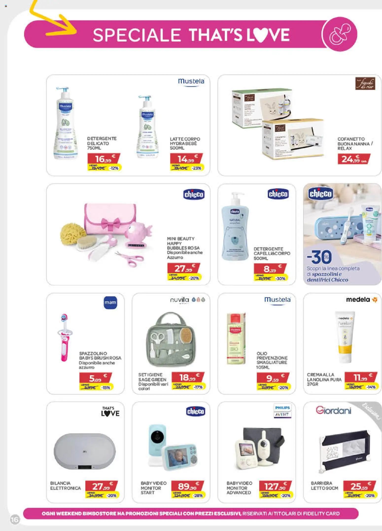 Volantino Bimbo store del 27/08/2026 | Pagina: 16 | Prodotti: Spazzolino, Latte, Olio, Bilancia