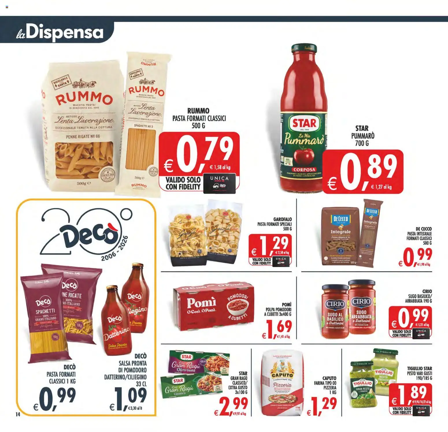 Volantino Decò del 31/07/2026 | Pagina: 16 | Prodotti: Pomodoro, Pasta, Pesto, Ragú