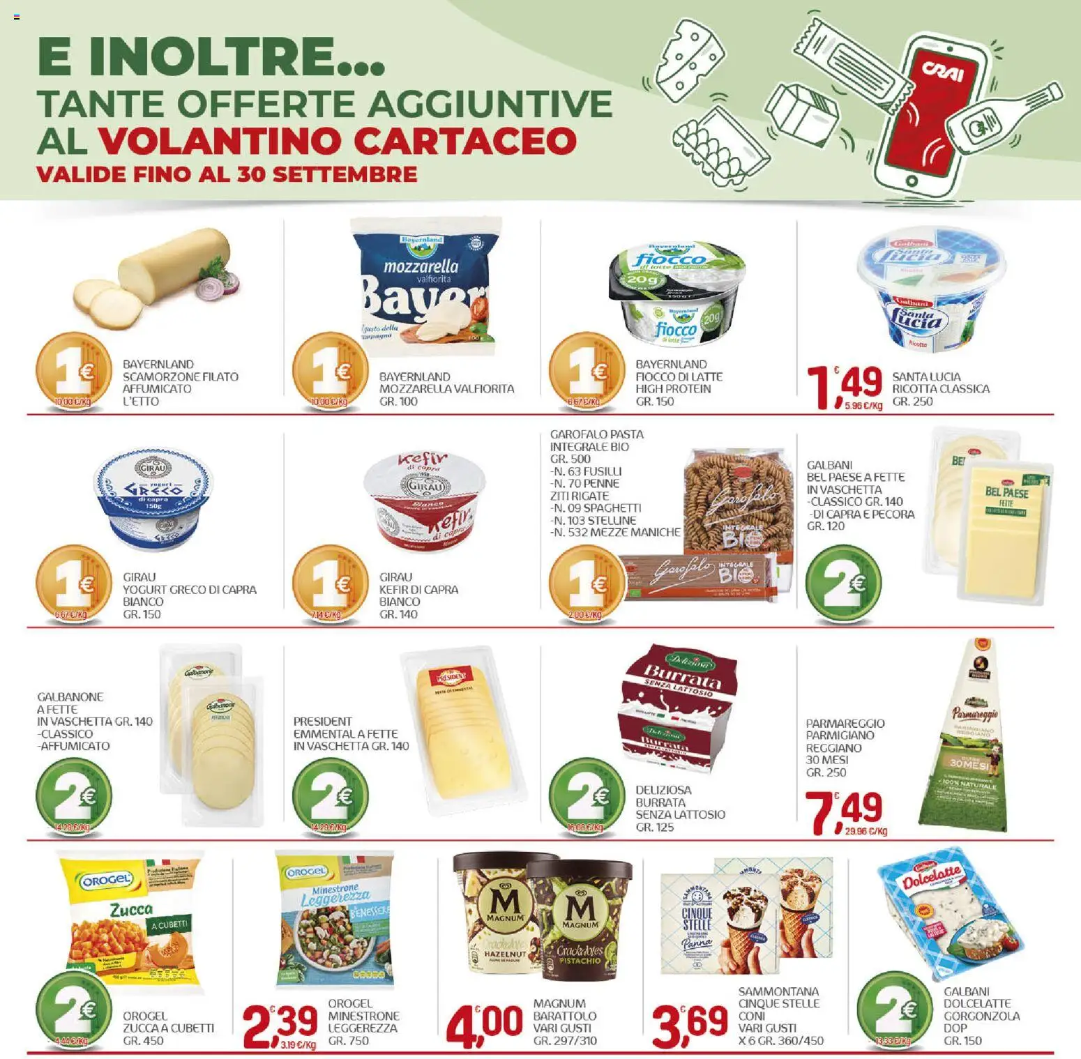 Volantino CRAI del 17/09/2026 | Pagina: 18 | Prodotti: Yogurt, Pasta, Zucca, Senza lattosio