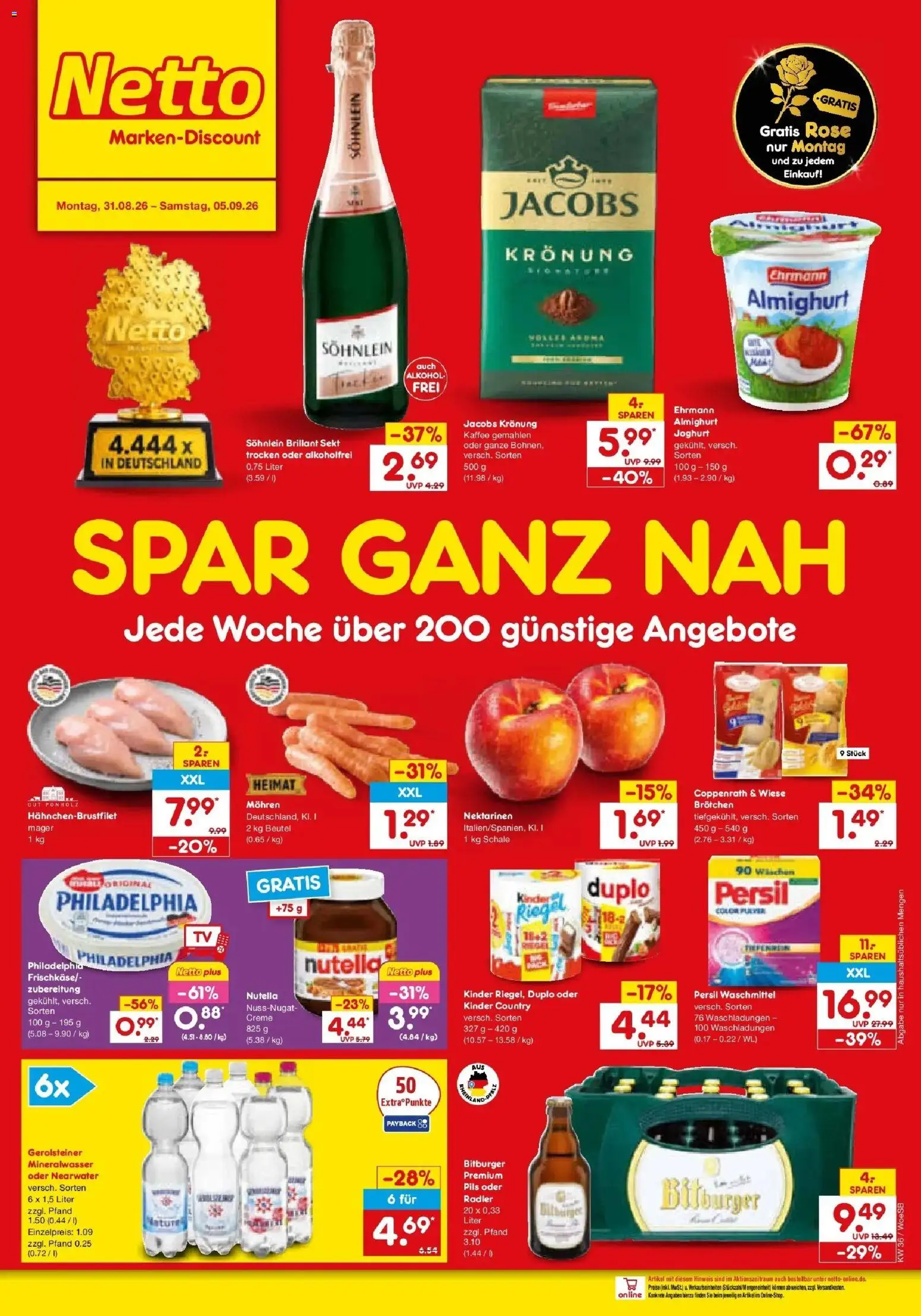 Netto Marken-Discount Prospekt Katzweiler (ab 31.08.2026) » Angebote | Seite: 2 | Produkte: Ehrmann almighurt, Nektarinen, Mineralwasser, Radler