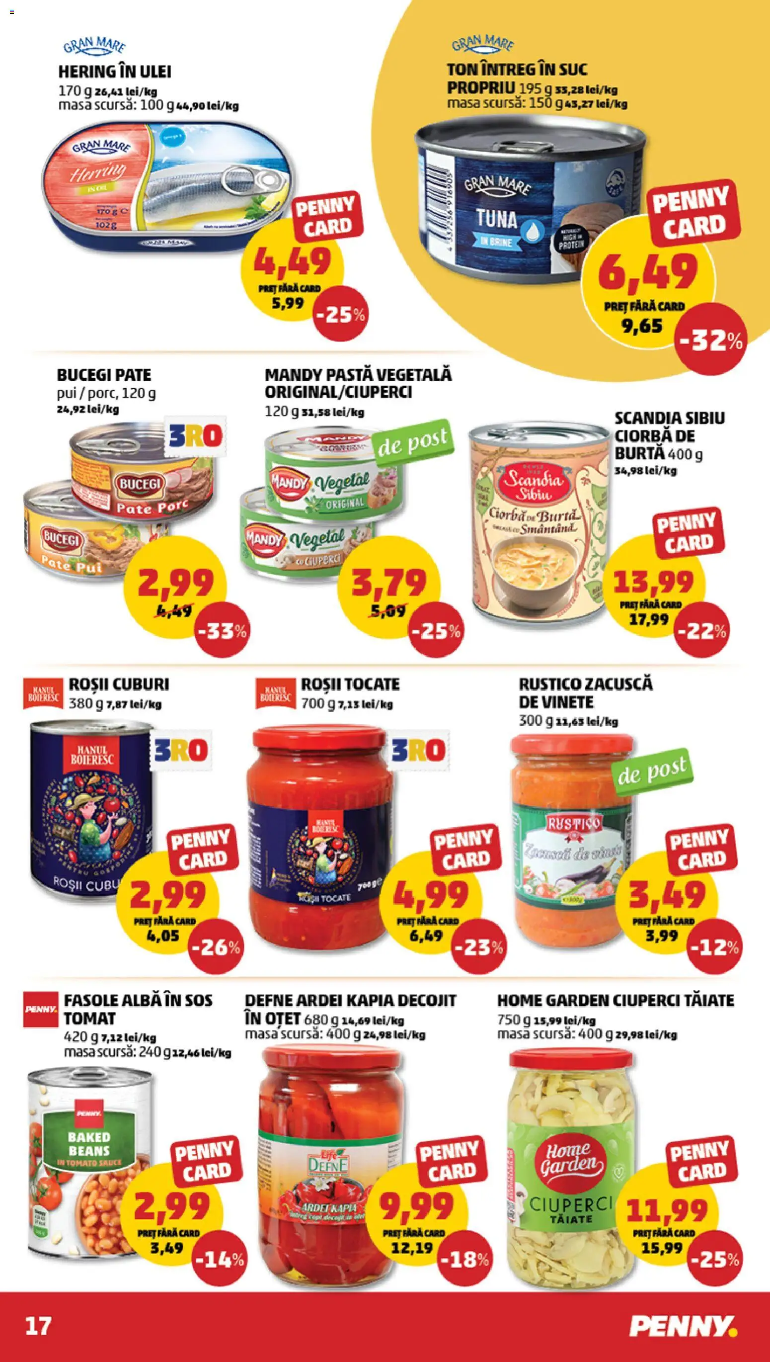 Noul catalog PENNY – valabil de la 05.08.2026 | Pagină: 17 | Produse: Pate, Ciuperci, Oțet, Fasole albă
