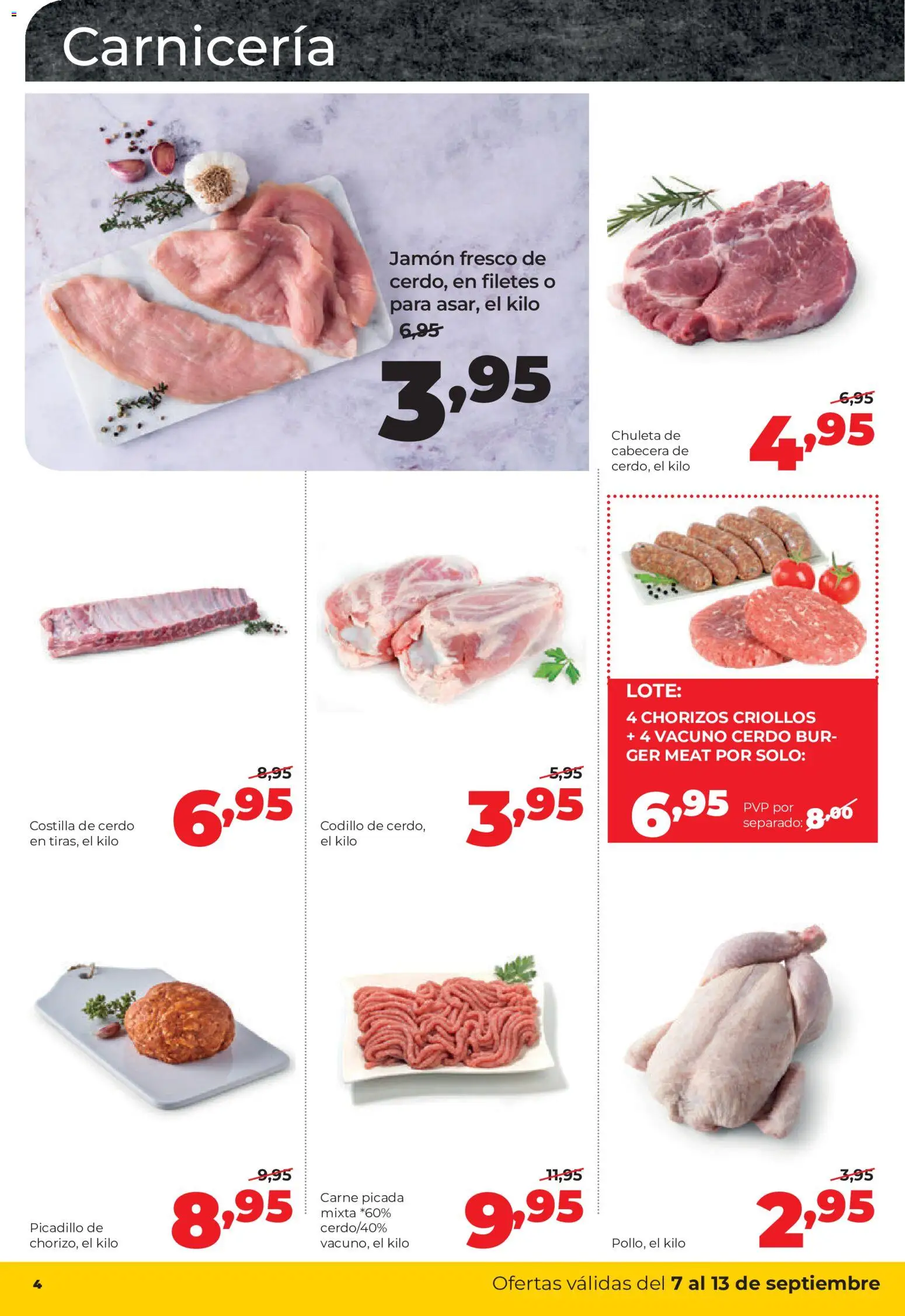 Alimerka folleto Castilla y León │ válido desde el 07/09/2026 | Página: 4 | Productos: Carne picada, Jamón, Cerdo, Carne