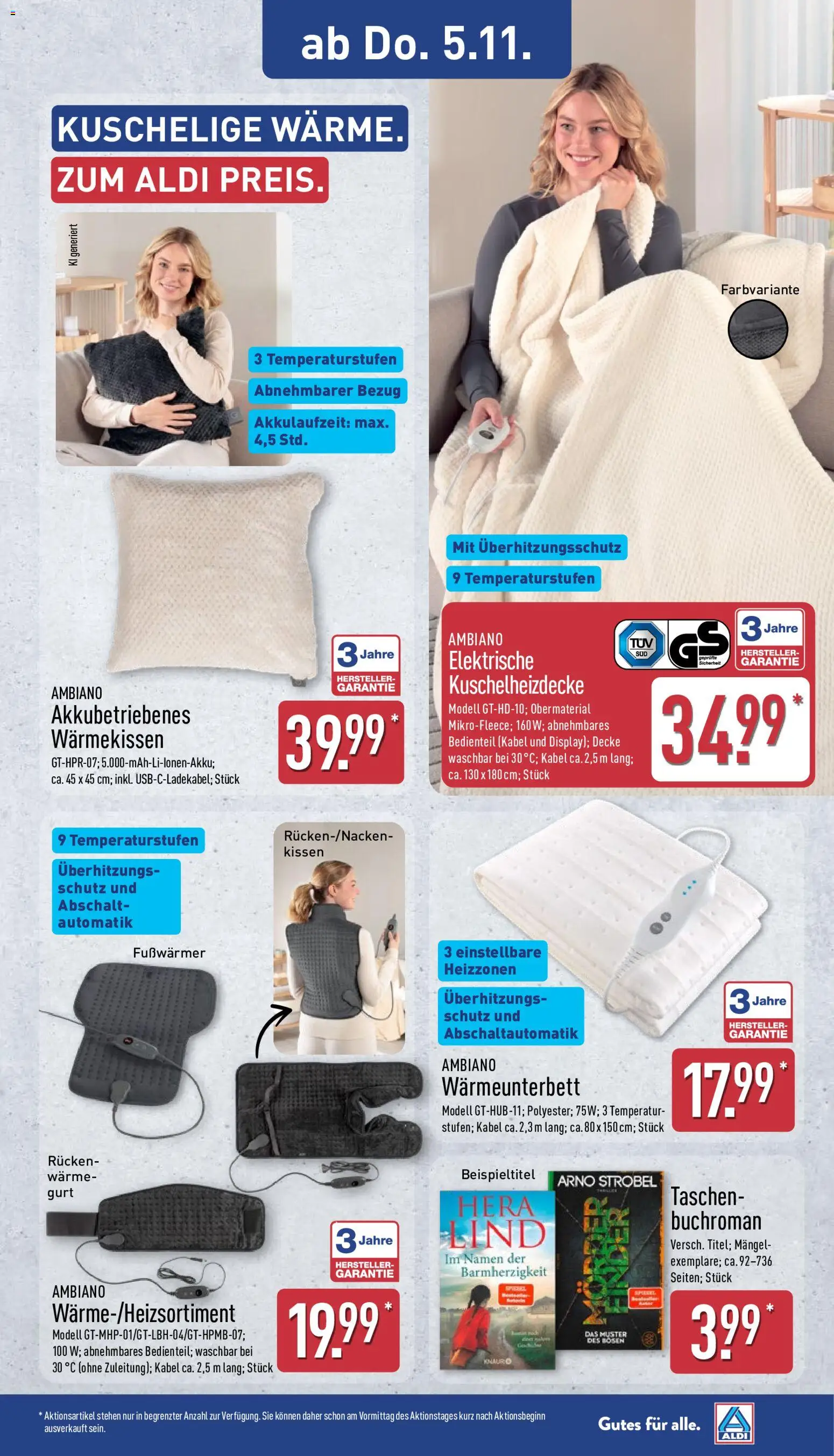 Aldi Prospekt – gültig ab 02.11.2026 | Seite: 8 | Produkte: Kabel, Kissen, Decke, Taschen