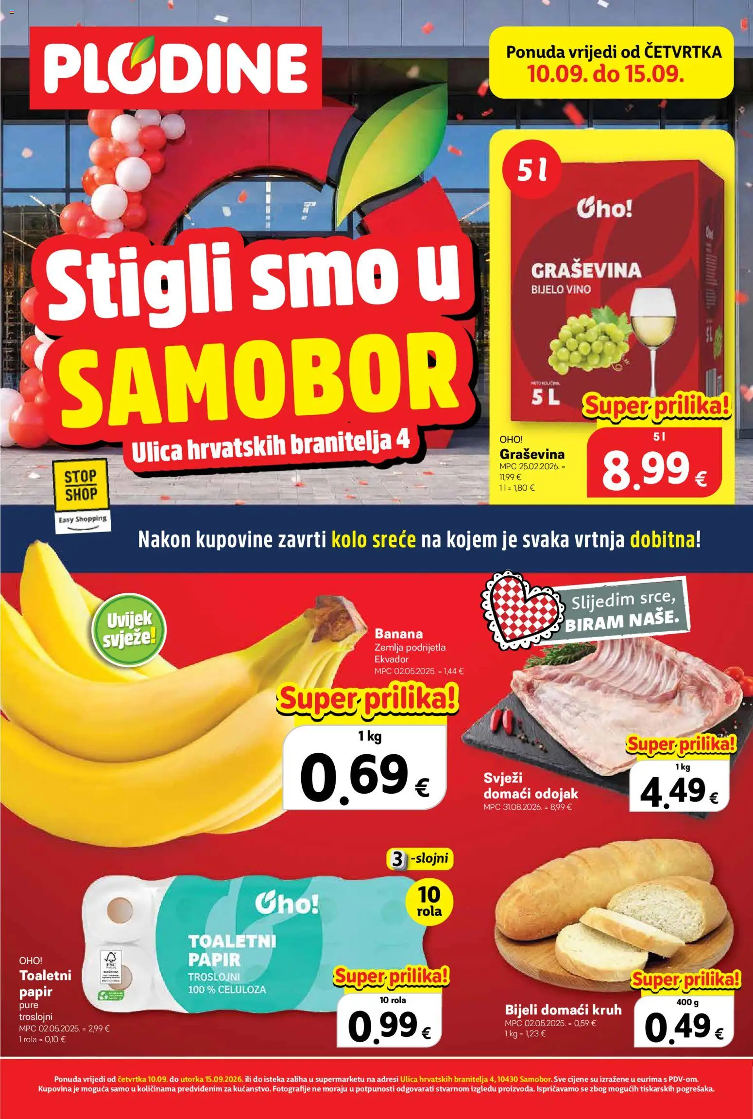 Plodine katalog | vrijedi od 10.09.2026 | Stranica: 1 | Proizvodi: Bijelo vino, Odojak, Vino, Trbuh