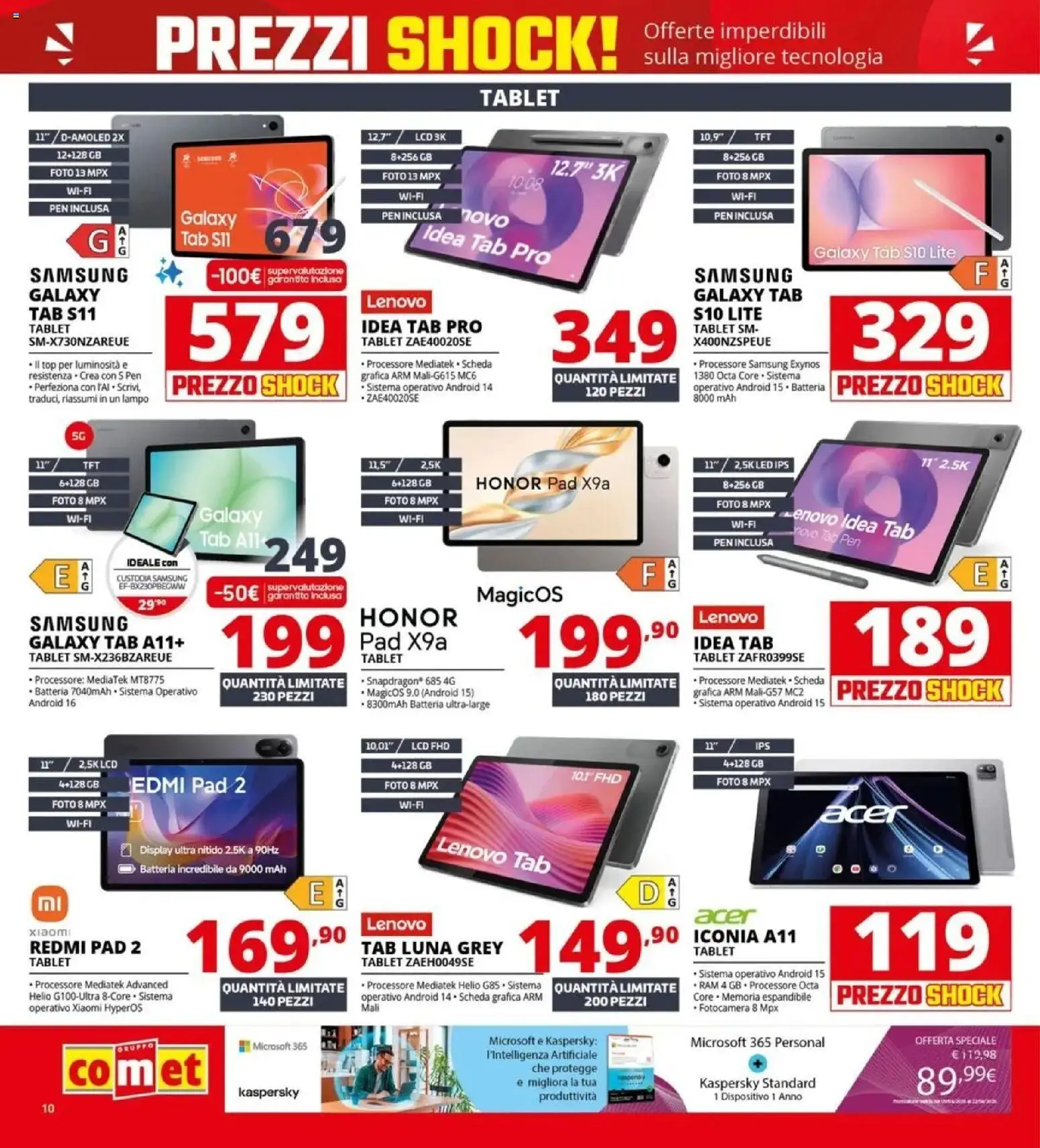 Volantino Comet del 23.04.2026 | Pagina: 10 | Prodotti: Xiaomi, Samsung Galaxy, Tablet, Batteria
