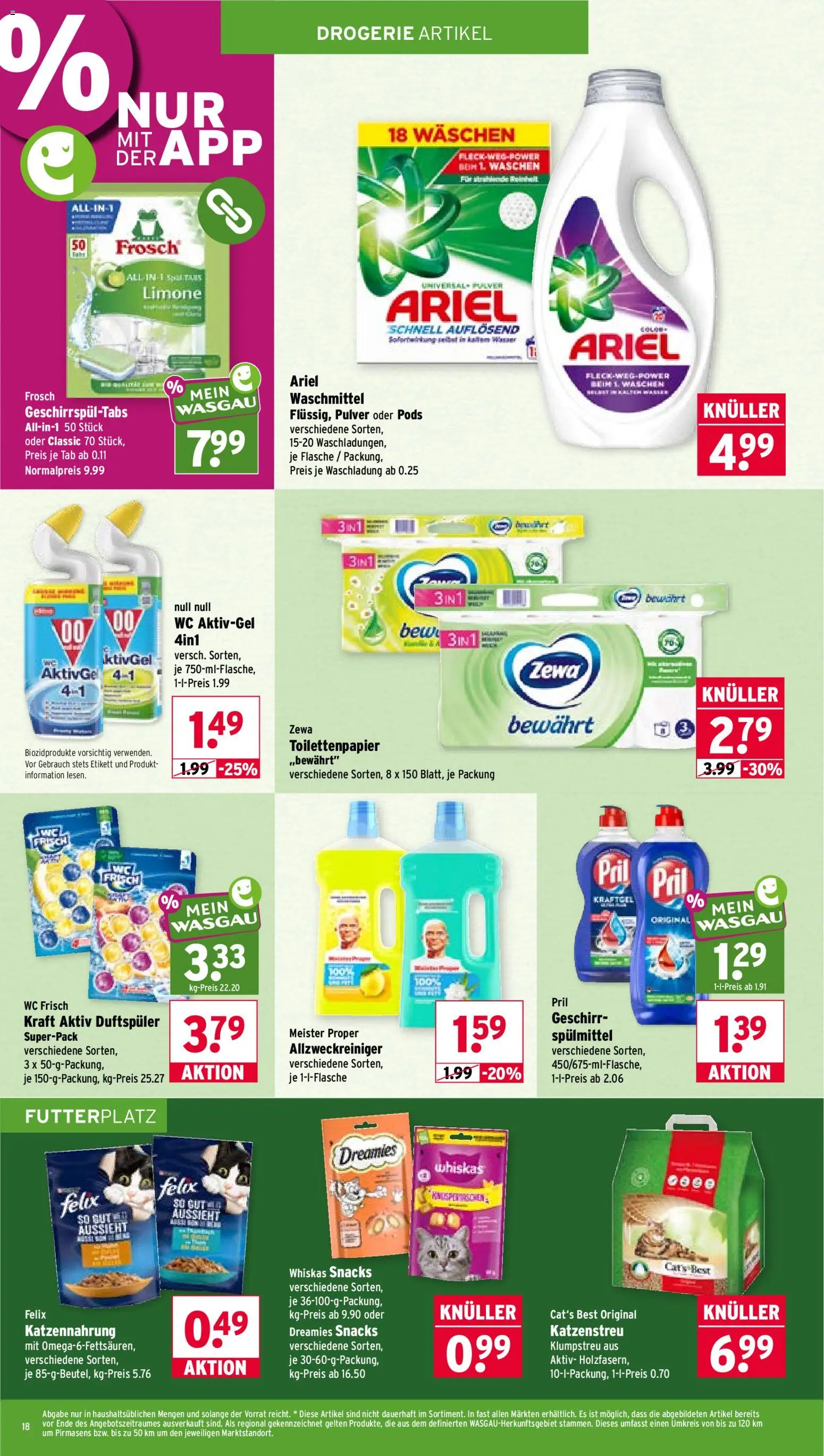 Wasgau Prospekt – gültig ab 12.10.2026 | Seite: 18 | Produkte: Waschmittel, Wc frisch, Whiskas, Toilettenpapier