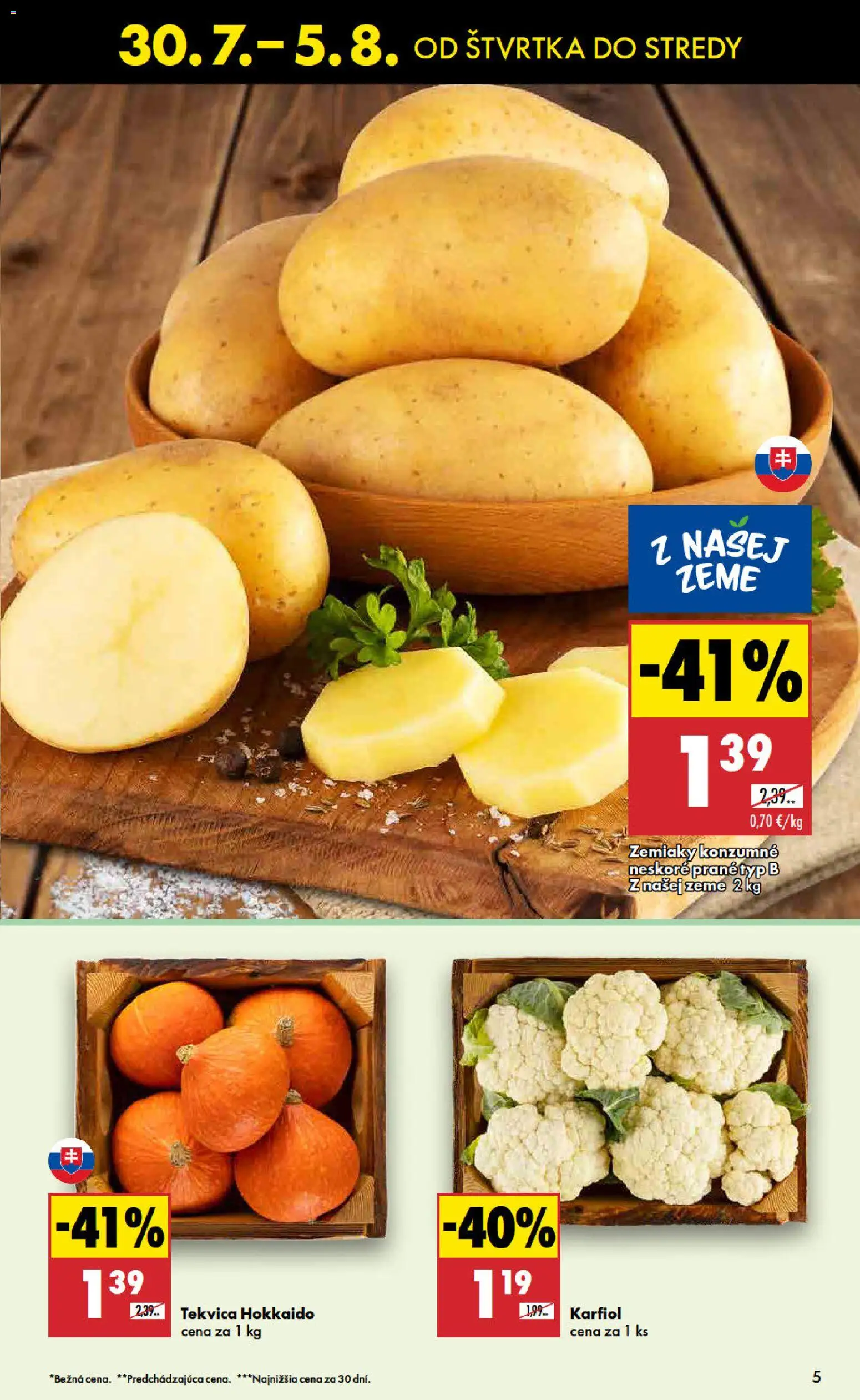 Nové Biedronka akcie – leták je platný od 30.07.2026 | Strana: 5 | Produkty: Karfiol, Zemiaky