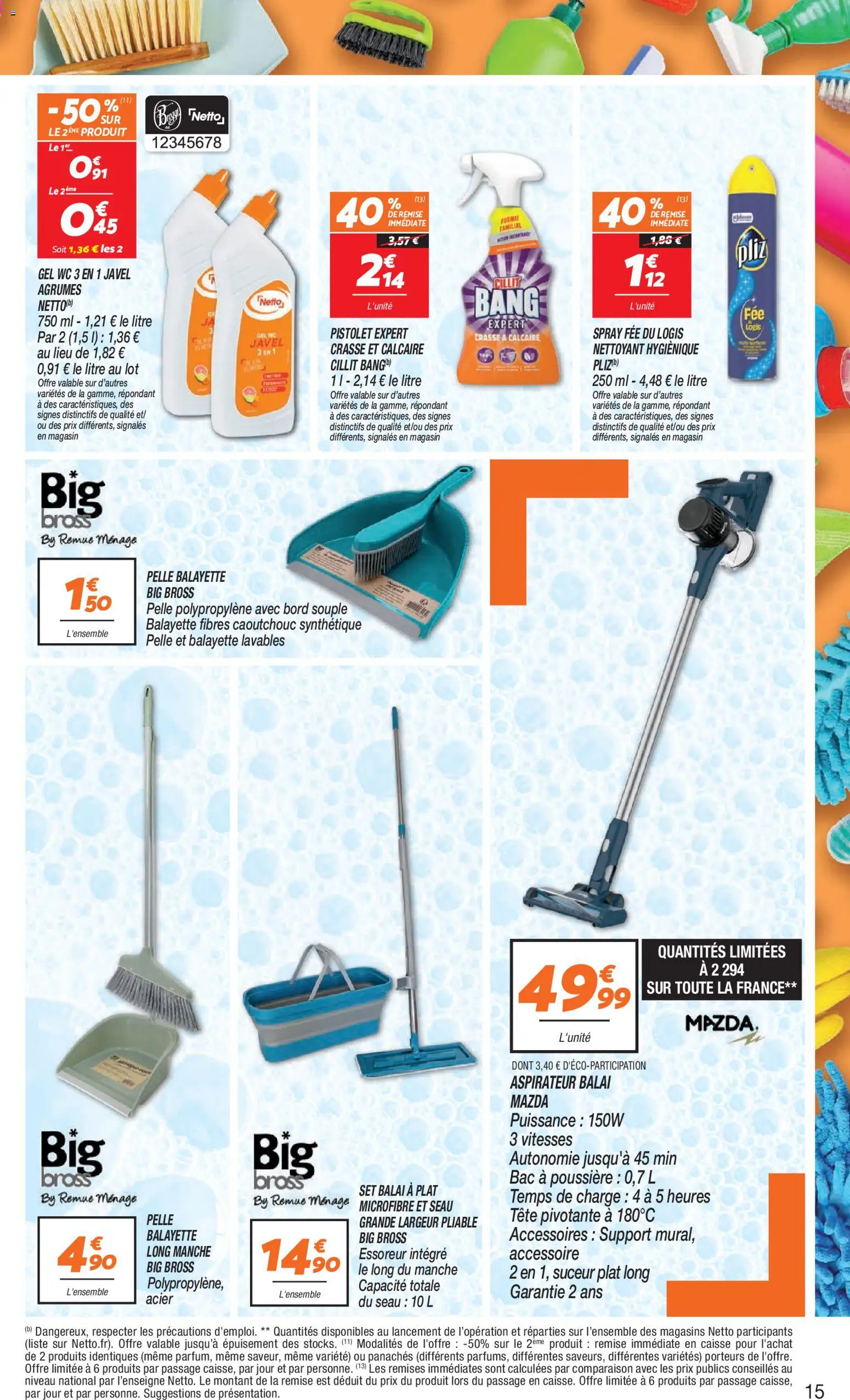 {H1} | Page: 15 | Produits: Balayette, Aspirateur, Balai, Pelle