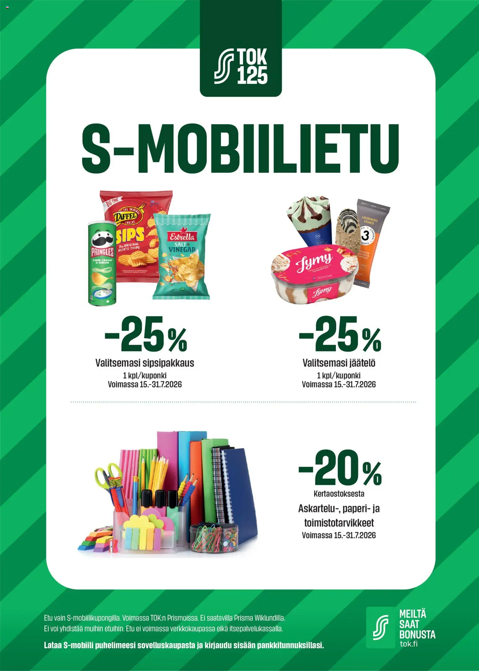 Prisma tarjoukset - S-mobiilietu – voimassa 15/07/2026 alkaen | Sivu: 1 | Tuotteet: Paperi, Voi, Jäätelö